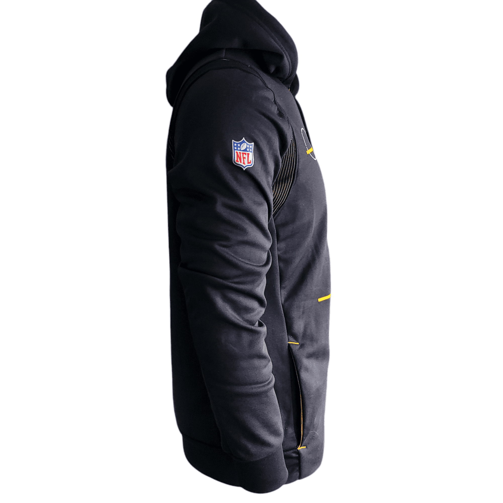 Pittsburgh Steelers Hoodie by Nike, Dri - FIT Technology, Small, Black with Zipped Pockets - USASTARFASHION