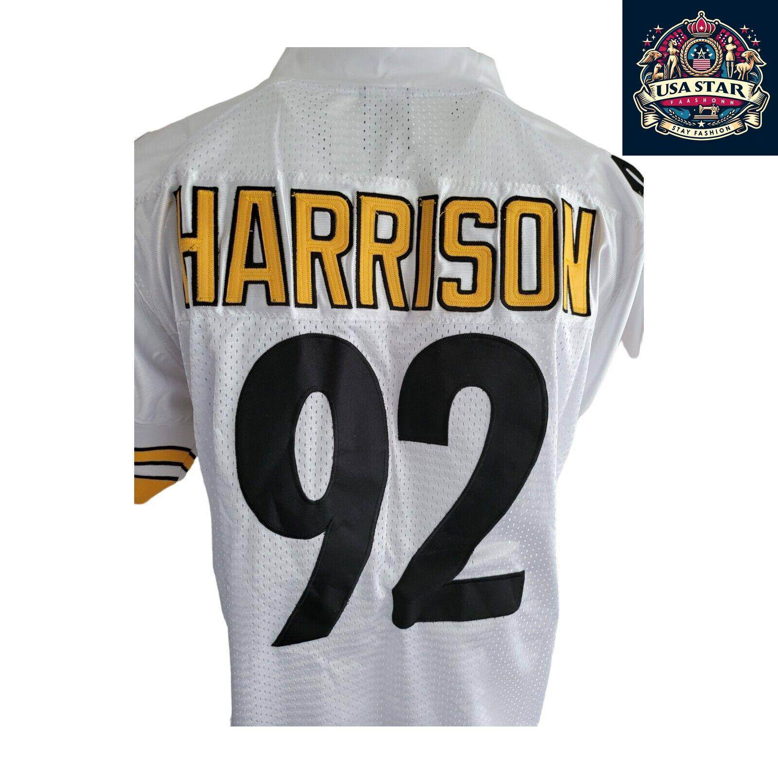 Pittsburgh Steelers Jersey Men's Size 50, Officially Licensed, Reebok, Number 92 Harrison - USASTARFASHION