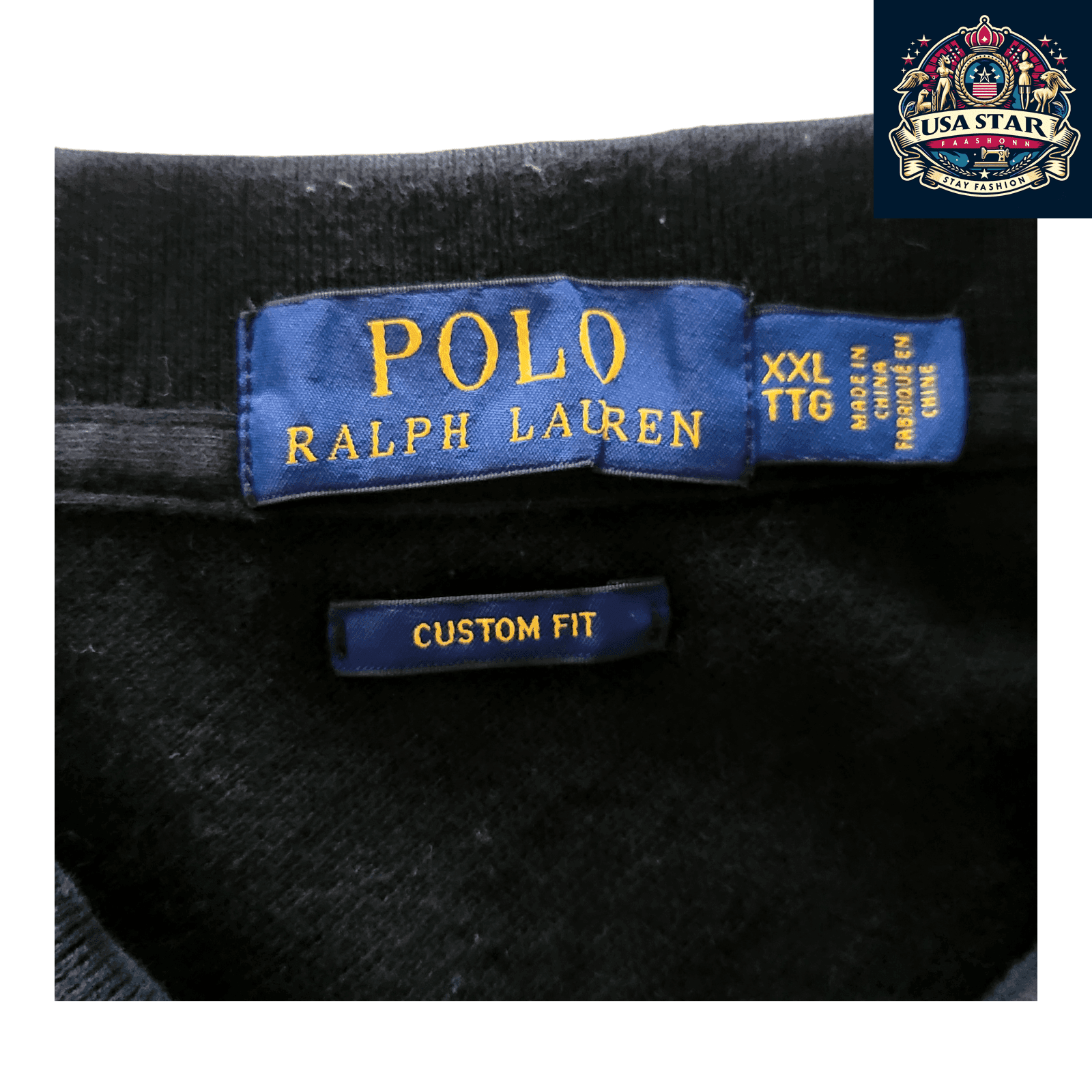 Polo Ralph Lauren Men's Polo Shirt XXL - Custom Fit Black With Embroidered Logos - USASTARFASHION