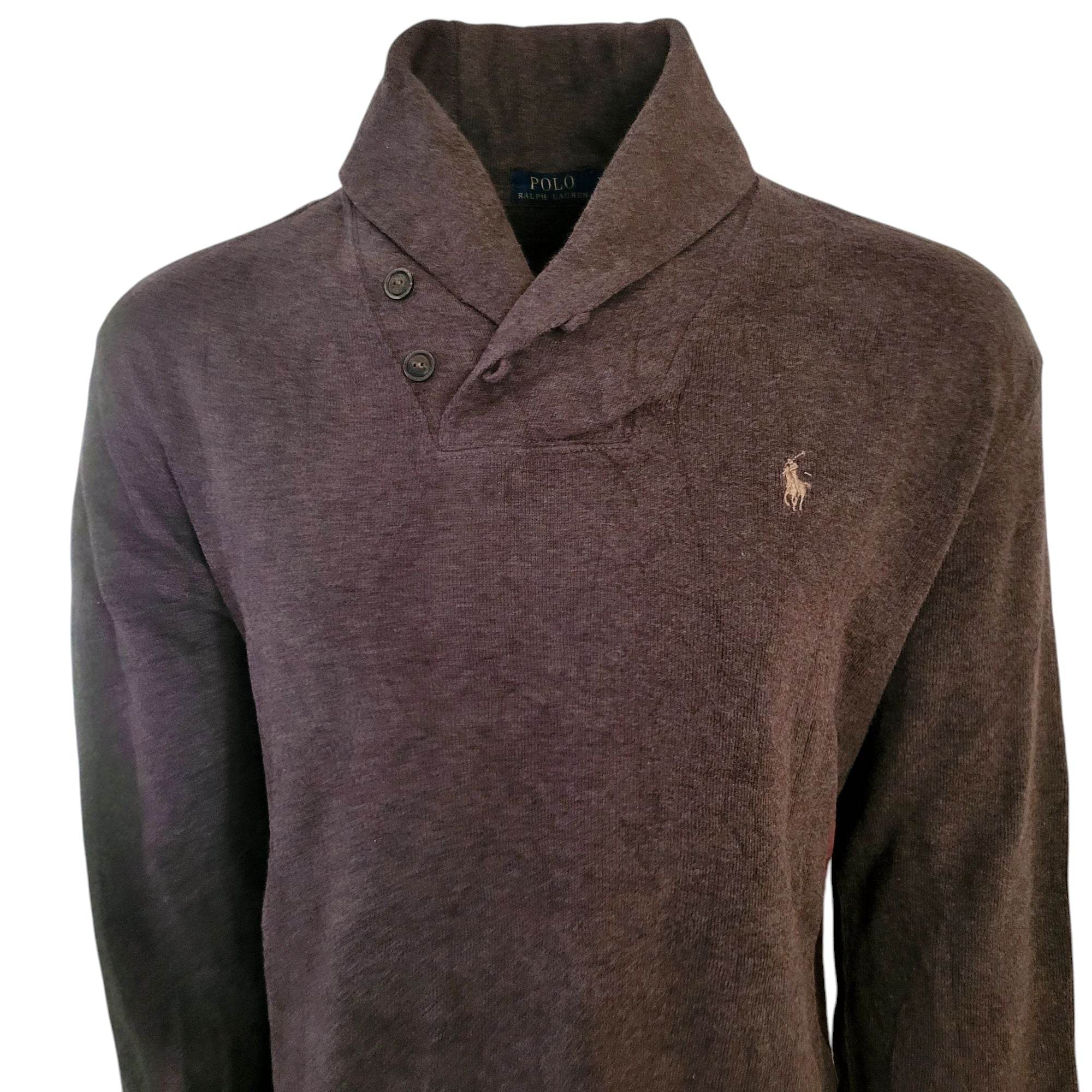 Polo Ralph Lauren Shawl Collar Pullover – Brown, Size XL - USASTARFASHION