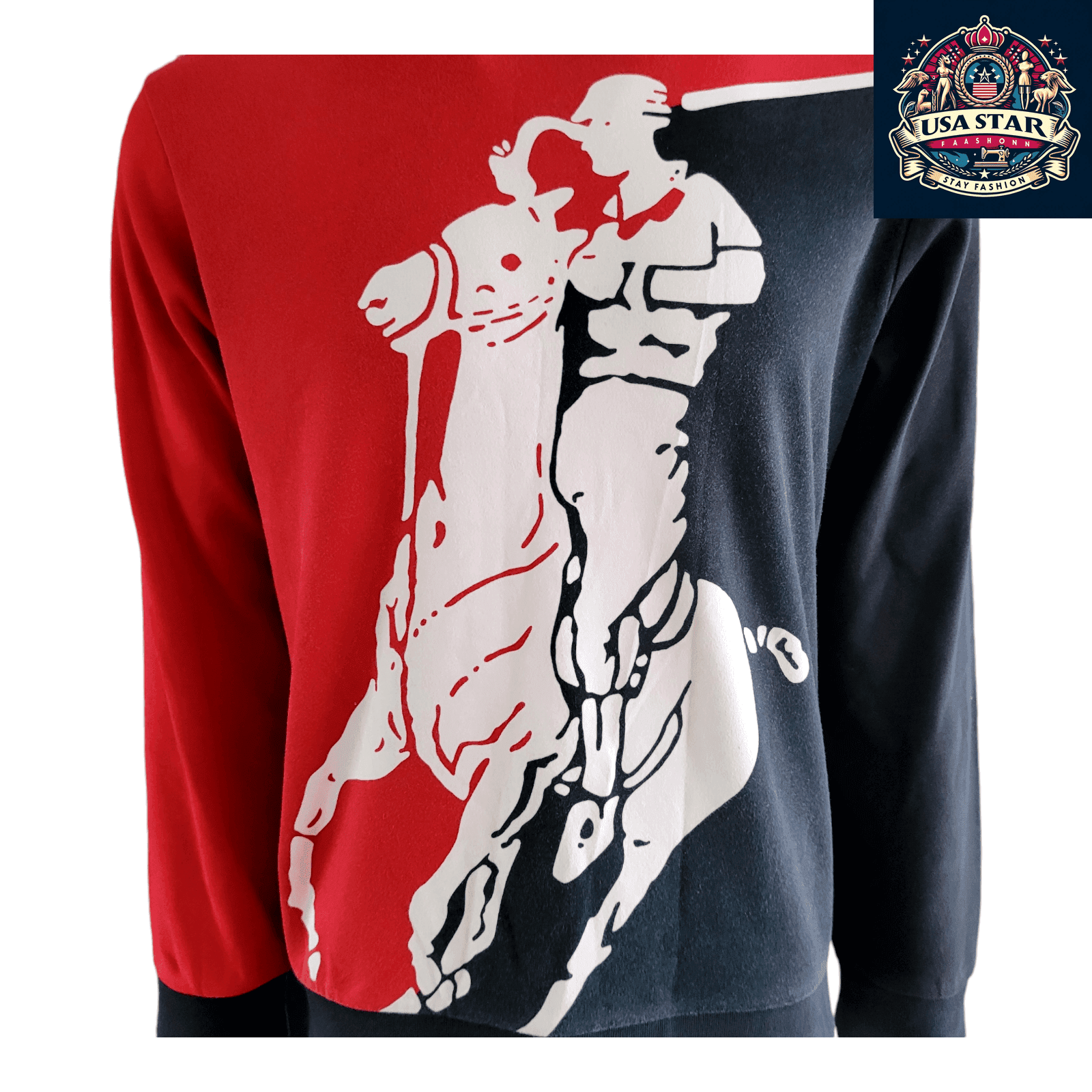 Polo Ralph Lauren Sweatshirt Men's Performance Crew in Red/Black with Big Pony Logo, Moisture - Wicking - USASTARFASHION