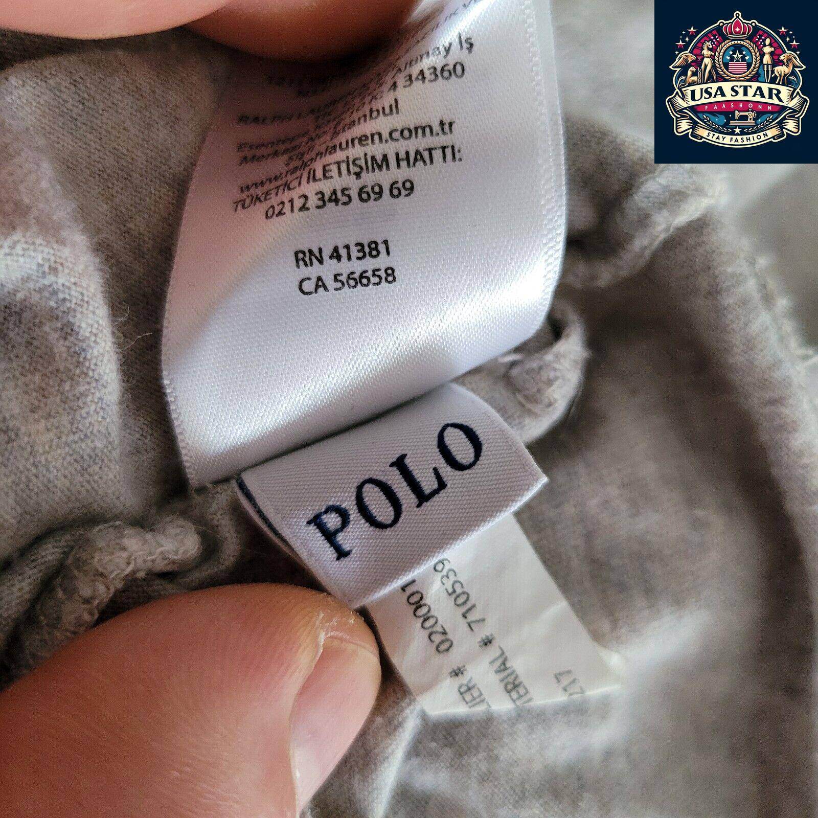 Ralph Lauren Grey T-Shirt for Men, Size M, 100% Cotton, Round Neck, Comfortable Fit, Timeless Style - USASTARFASHION
