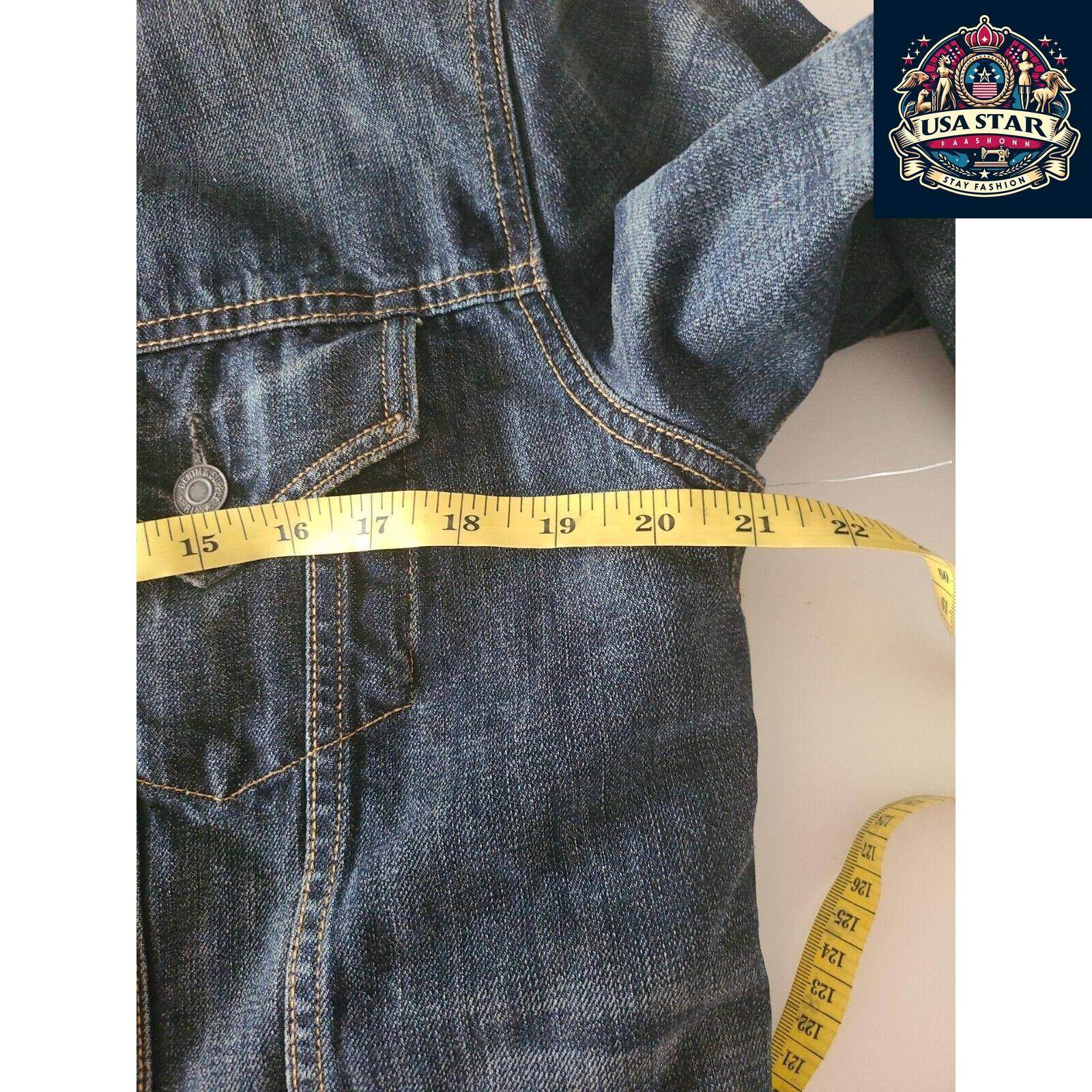 Ralph Lauren Navy Sherpa Denim Jacket Size Small with Flag Theme, Soft Cotton & Practical Pockets - USASTARFASHION