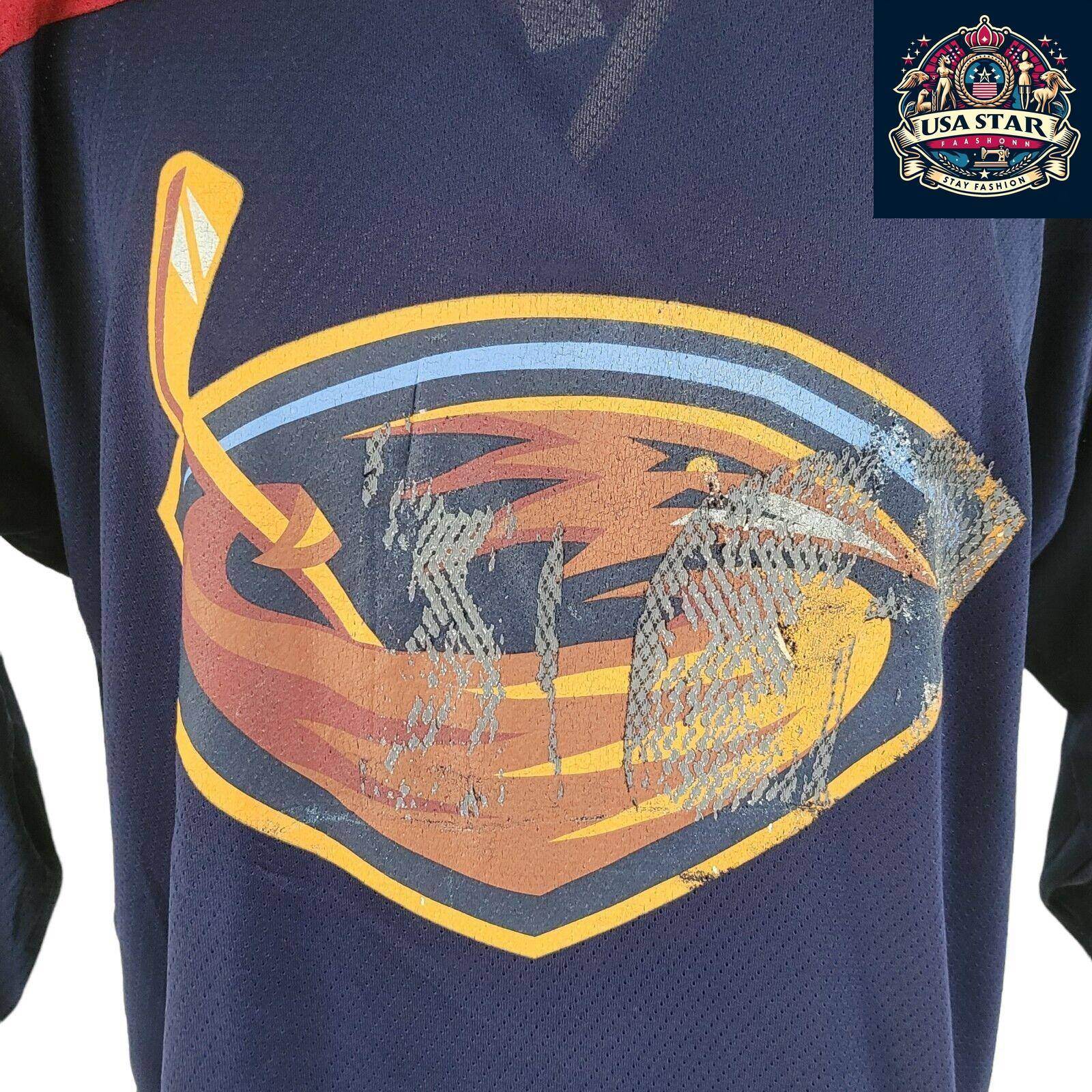 Rare Atlanta Thrashers Jersey Size L - Comfortable Navy Blue CCM Fabric for Ice Hockey Fans - USASTARFASHION