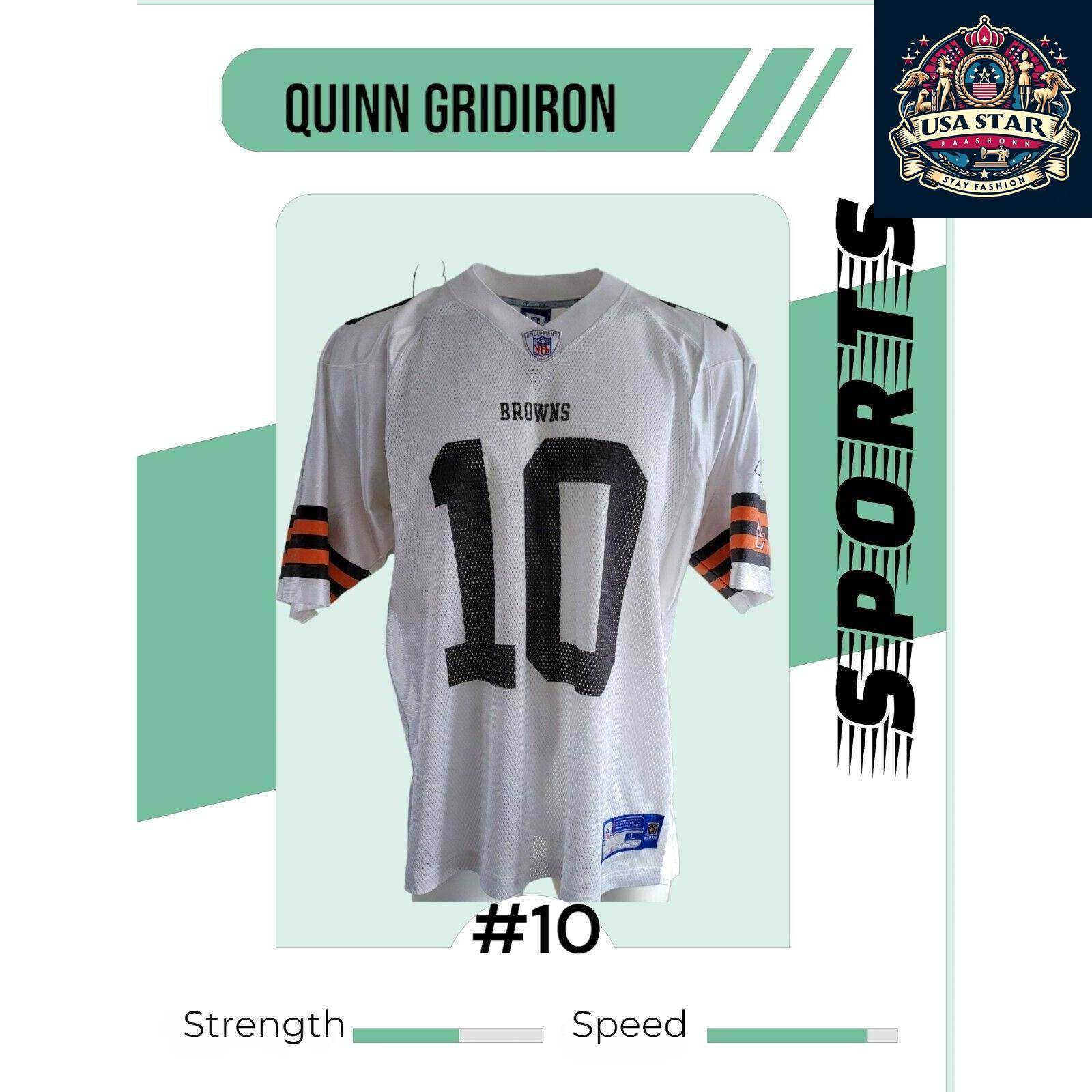 Reebok Cleveland Browns Jersey 10 Quinn - Large, Breathable Fabric, Durable Fan Apparel - USASTARFASHION