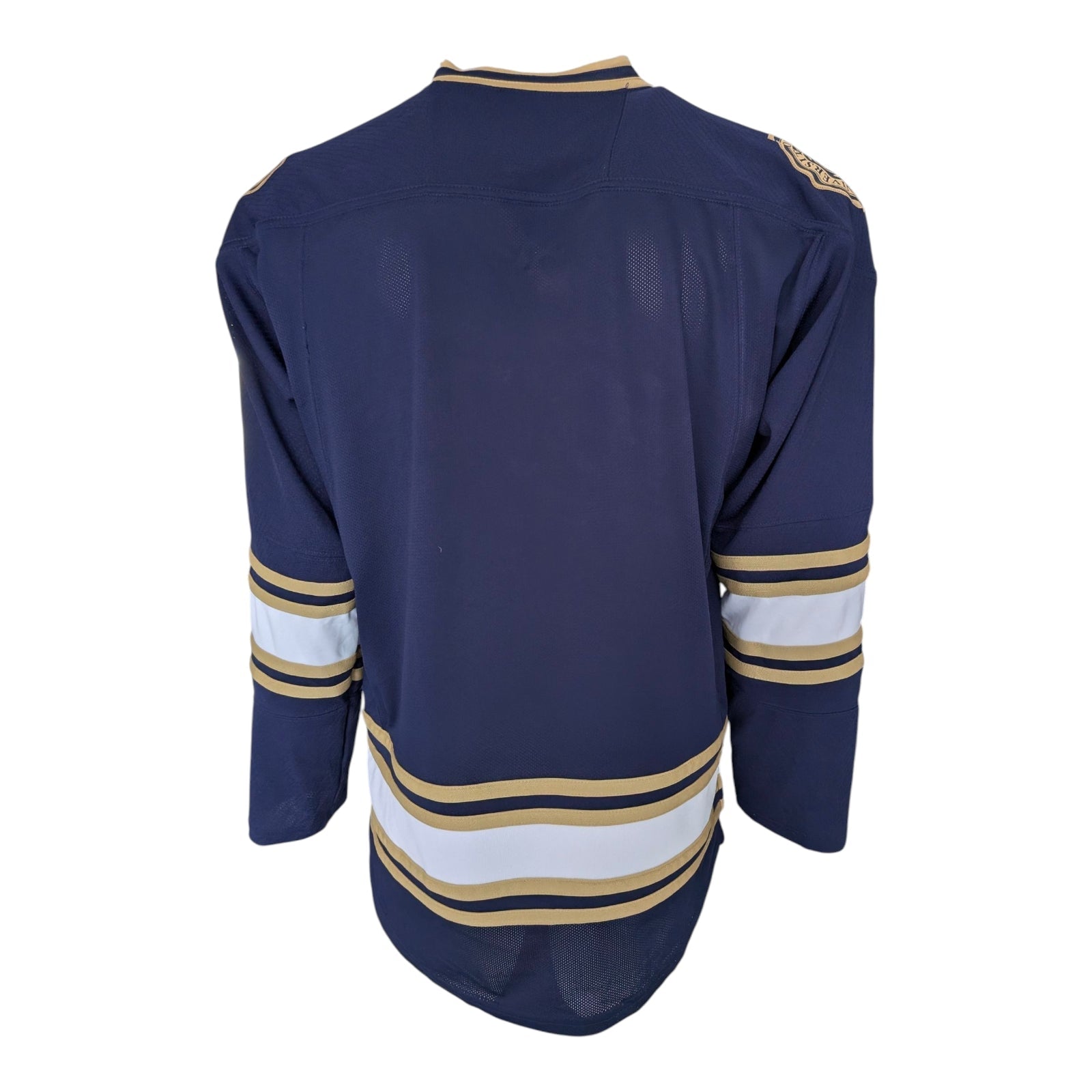 Reebok Notre Dame Ice Hockey Jersey — Navy/Gold — Size S/P - USASTARFASHION