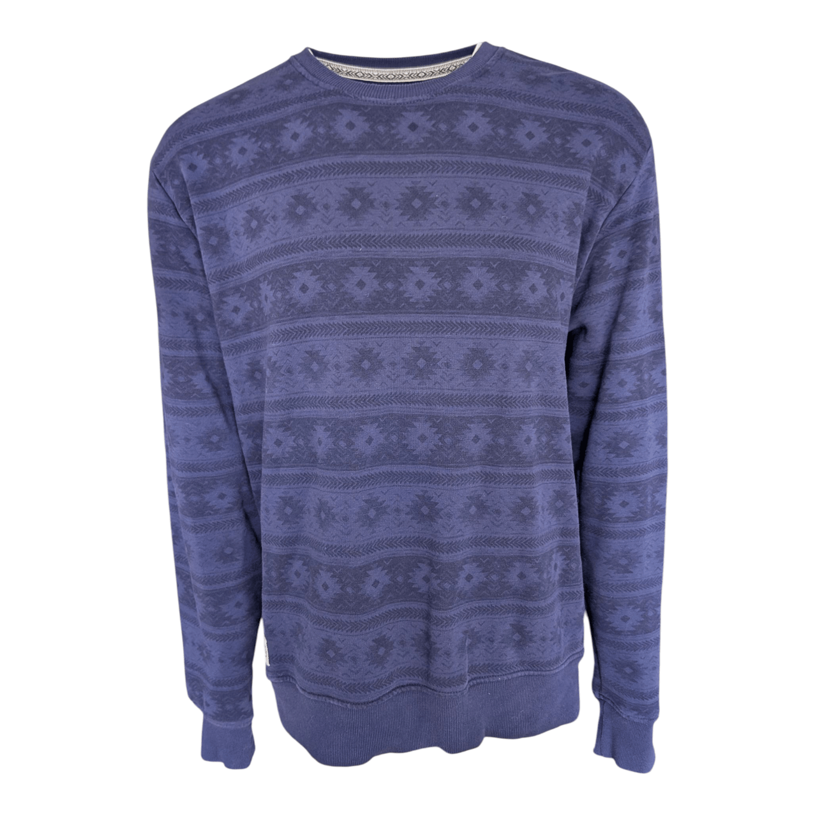 Saltrock Men’s Sweater Navy Blue Aztec Pattern Crewneck Pullover Size XL Cotton - USASTARFASHION