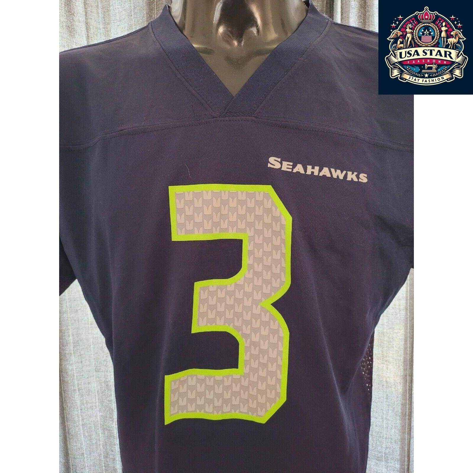 Seattle Seahawks Youth Jersey XL (18 - 20) - Wilson 3, Breathable Fabric, Grade A Condition - USASTARFASHION