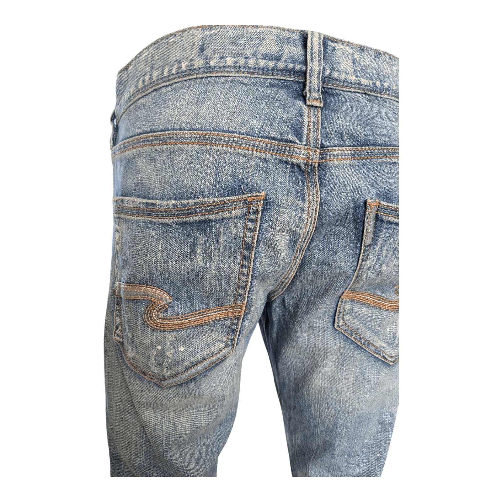 Silver Jeans Co. Eddie Men’s Jeans W31 L32 Relaxed Fit Straight Leg Blue Denim - USASTARFASHION