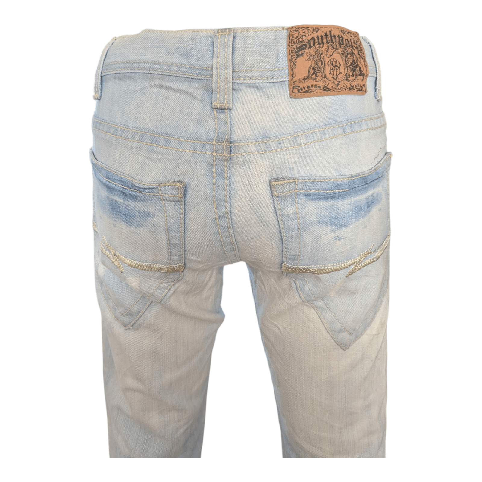 Southpole Men’s Hip Hop Jeans W29 L27 Light Wash Straight Fit Denim Distressed - USASTARFASHION