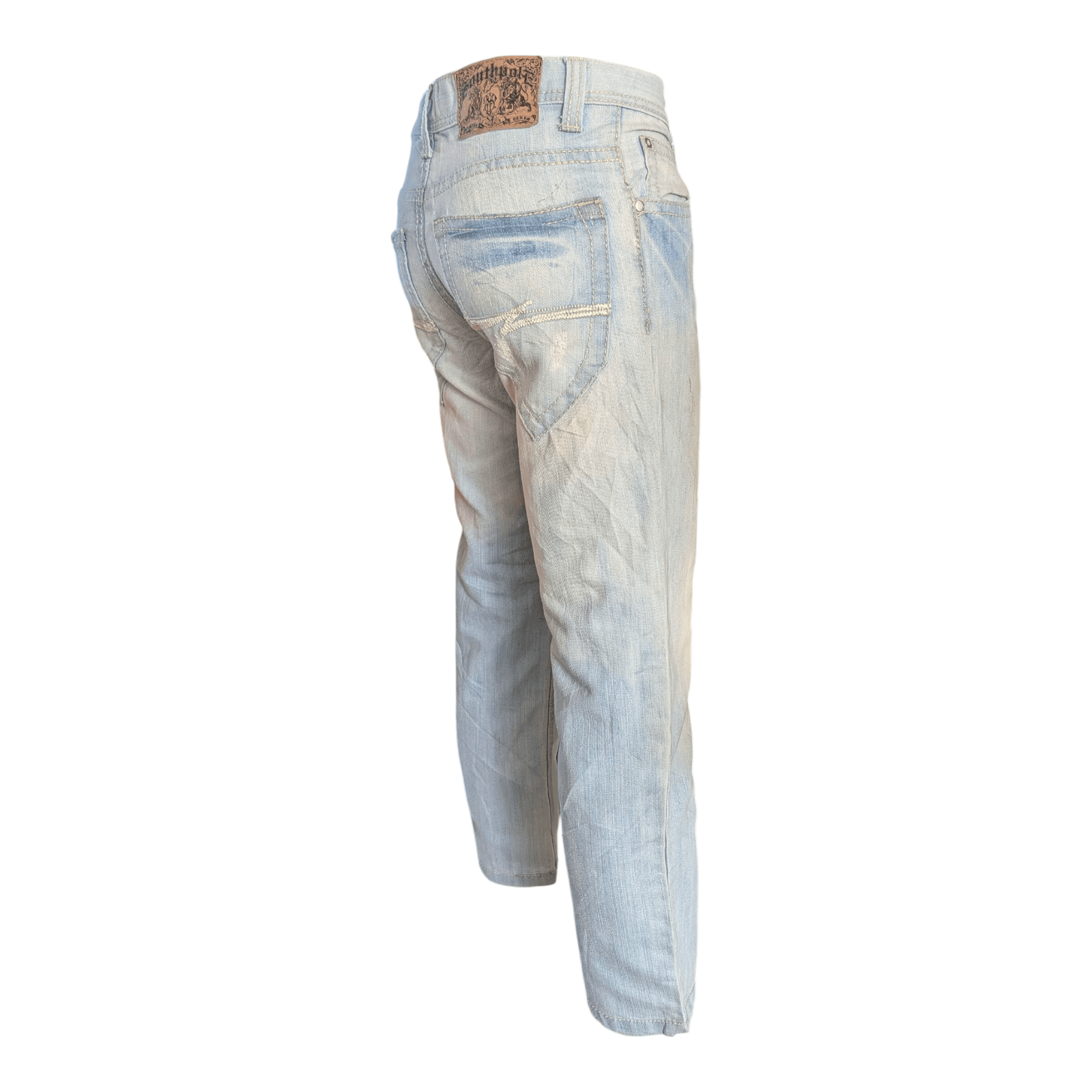 Southpole Men’s Hip Hop Jeans W29 L27 Light Wash Straight Fit Denim Distressed - USASTARFASHION