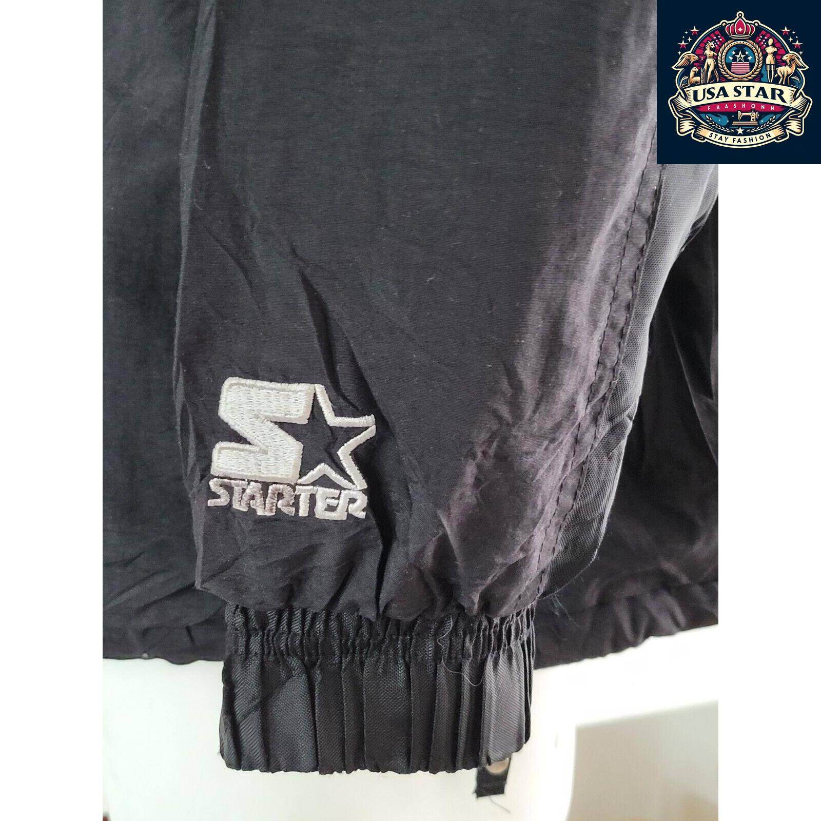 Starter Chicago Bulls Jacket 90s Puffer Bomber, Black Red, Size L, Bold Branding, Functional Design - USASTARFASHION