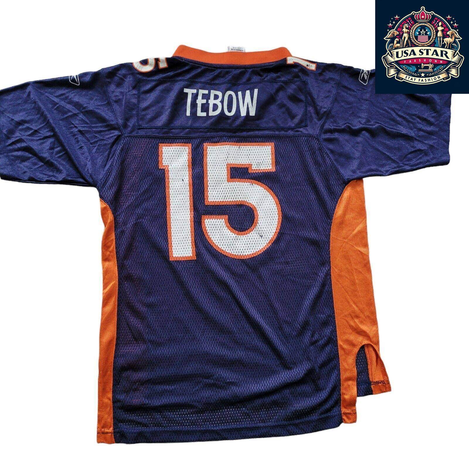 Tim Tebow Jersey 15 for Youth by Reebok, Size L (14 - 16), Stylish, Comfortable, Durable Fabric - USASTARFASHION