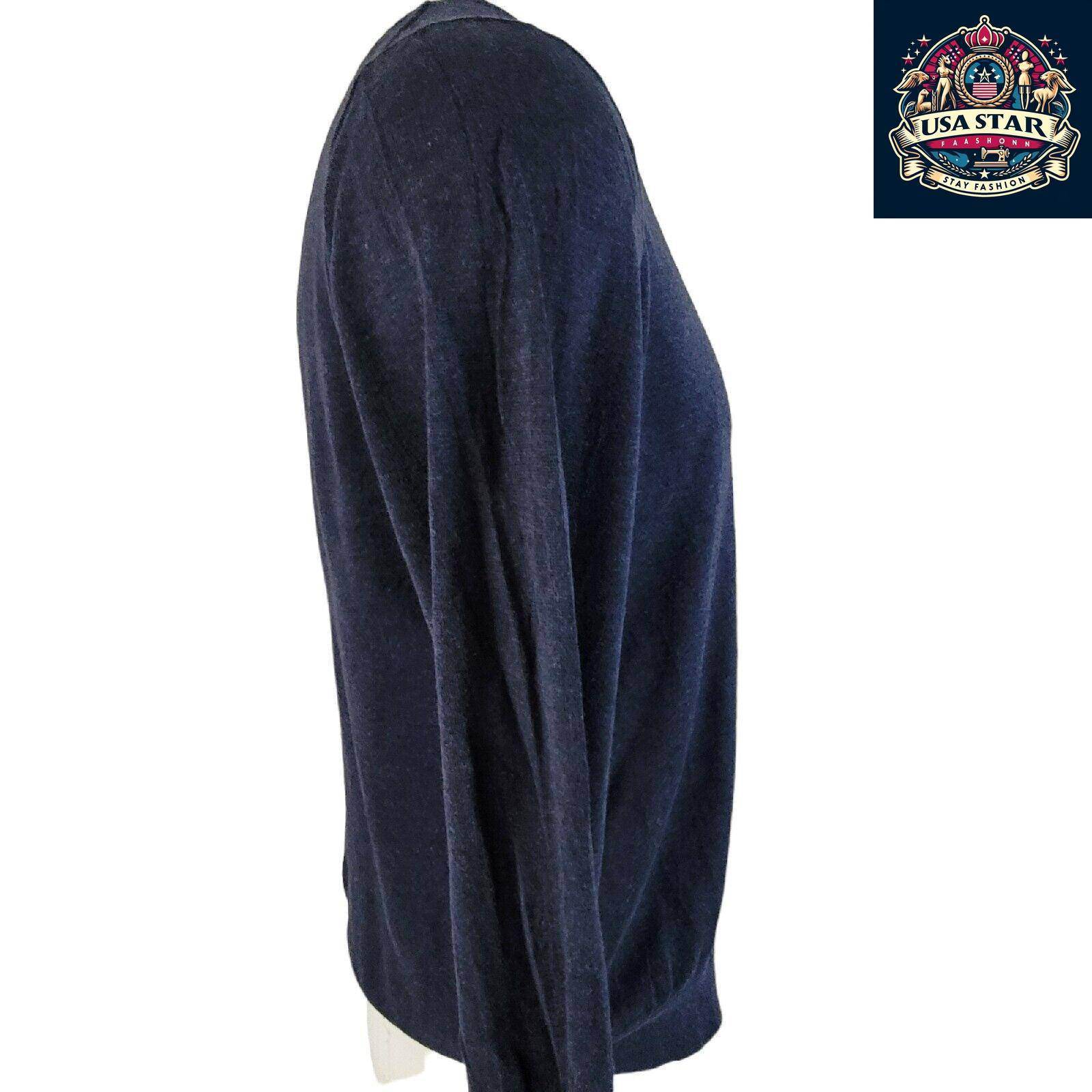 Tommy Hilfiger Men's Jumper - Large Navy Blue Crew Neck Pullover - Cotton Silk Blend Knit - USASTARFASHION