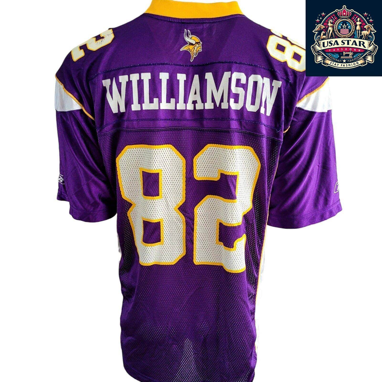 Troy Williamson Jersey 82 Minnesota Vikings Authentic Reebok Large Purple NFL Fan Gear - USASTARFASHION