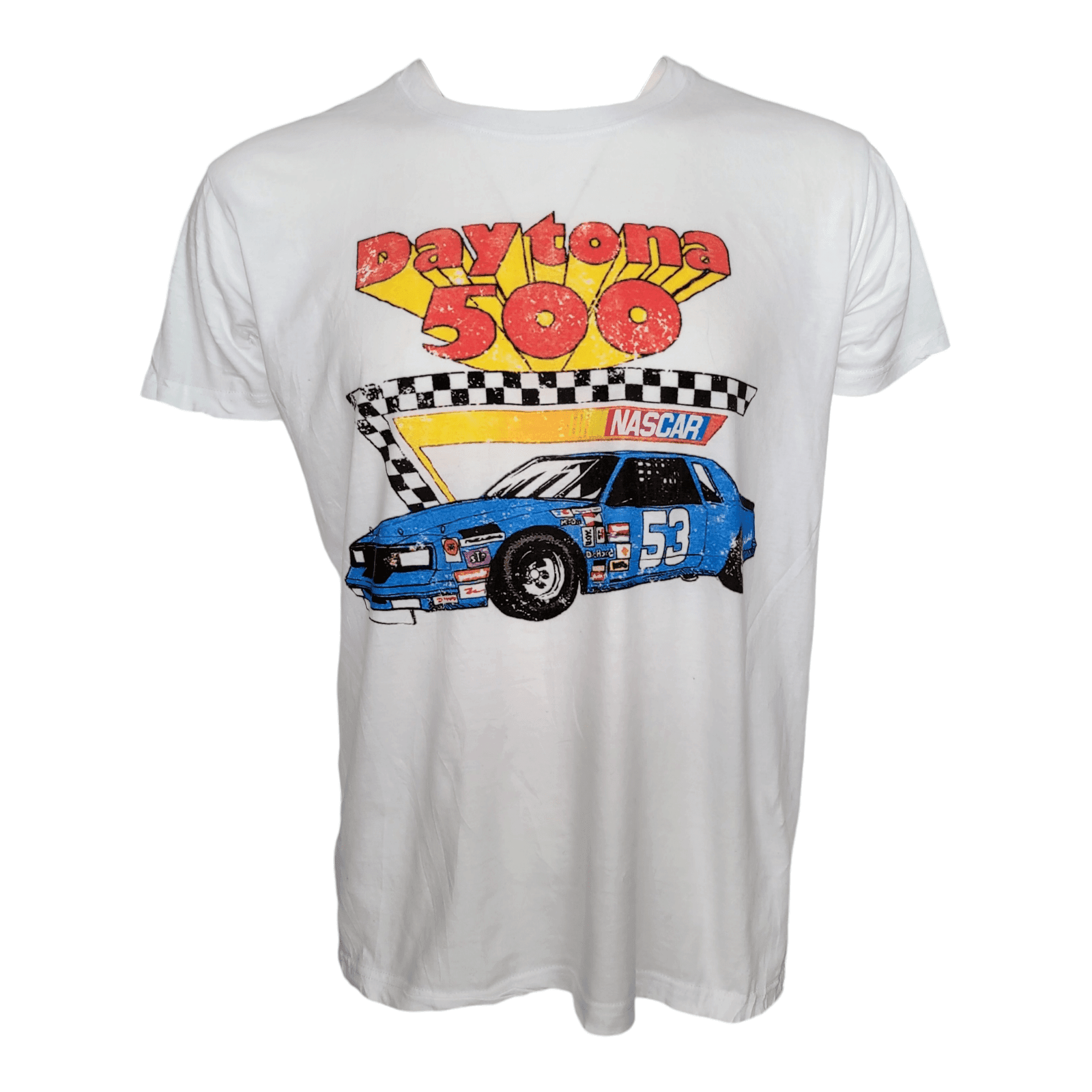 Vintage Daytona 500 NASCAR Racing T-Shirt, No. 53 Car Graphic, Size L - USASTARFASHION