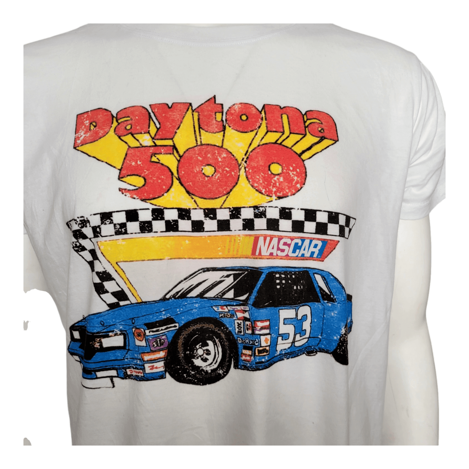 Vintage Daytona 500 NASCAR Racing T-Shirt, No. 53 Car Graphic, Size L - USASTARFASHION