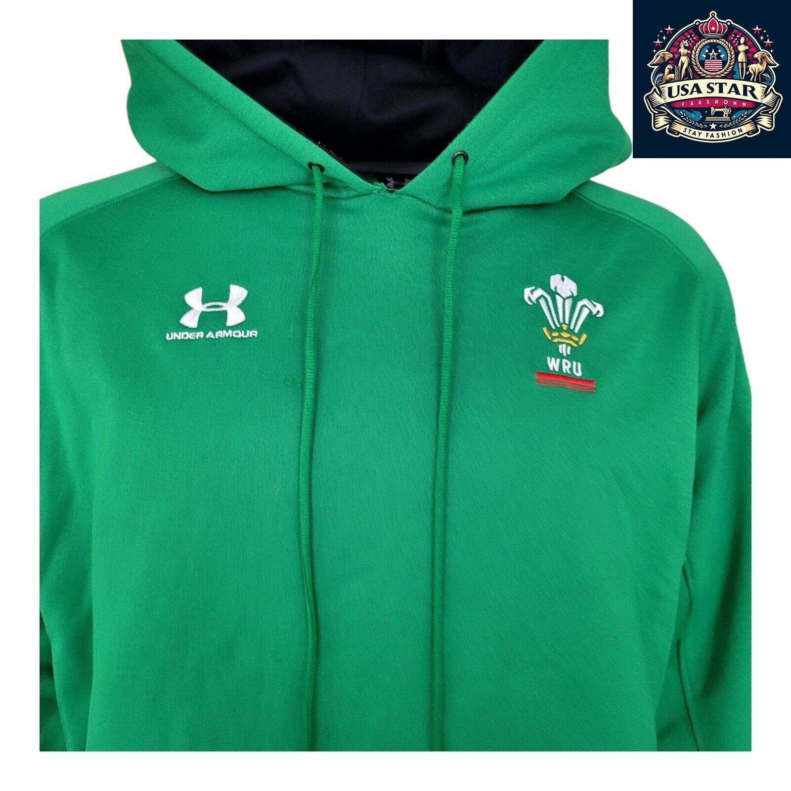 Under Armour Welsh Rugby Hoodie WRU Pullover Green Men’s X - Large - Comfortable & Stylish - USASTARFASHION