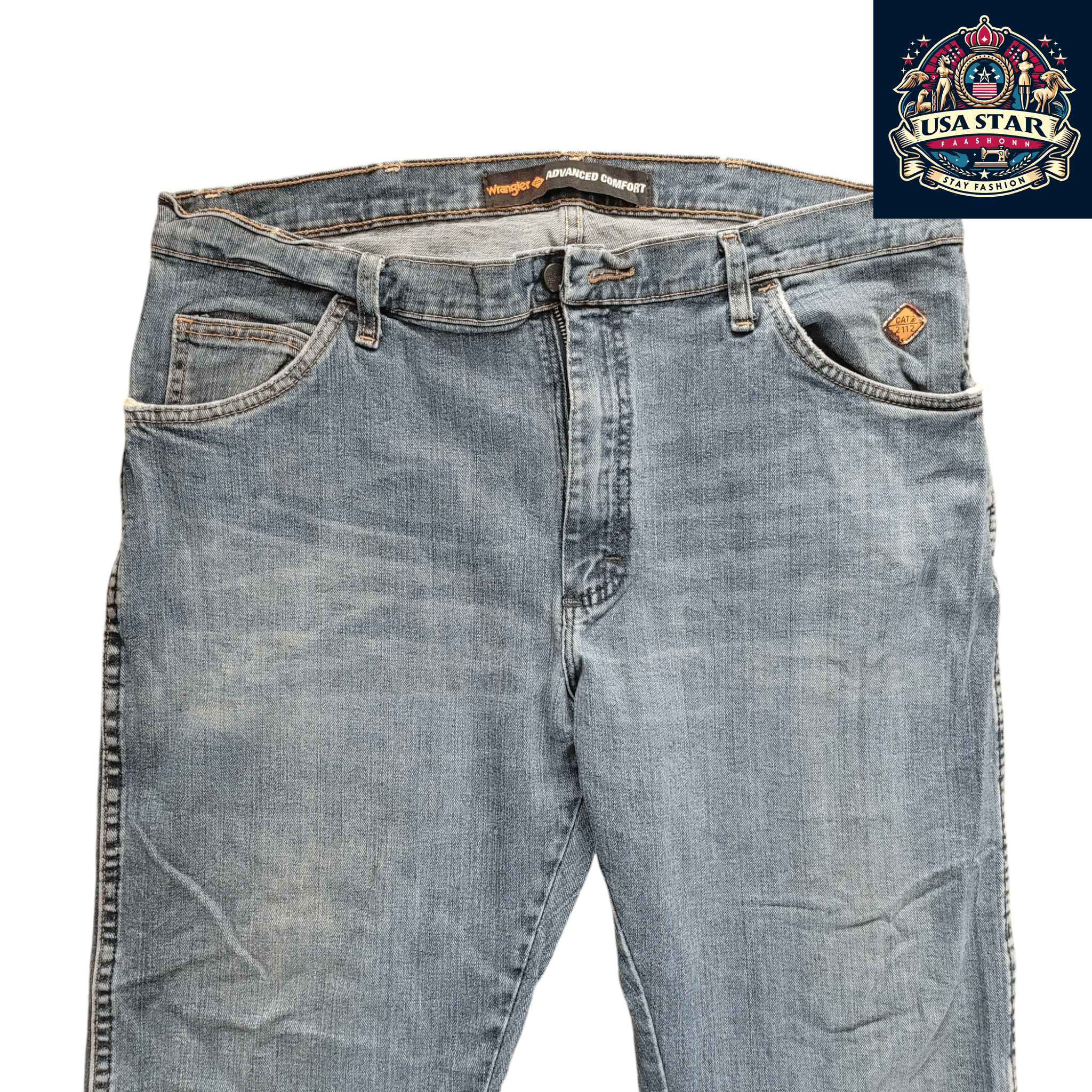 Wrangler Flame Resistant Jeans FRAC47D 38x32, Advanced Comfort, Light Blue Denim, Grade A/B - USASTARFASHION