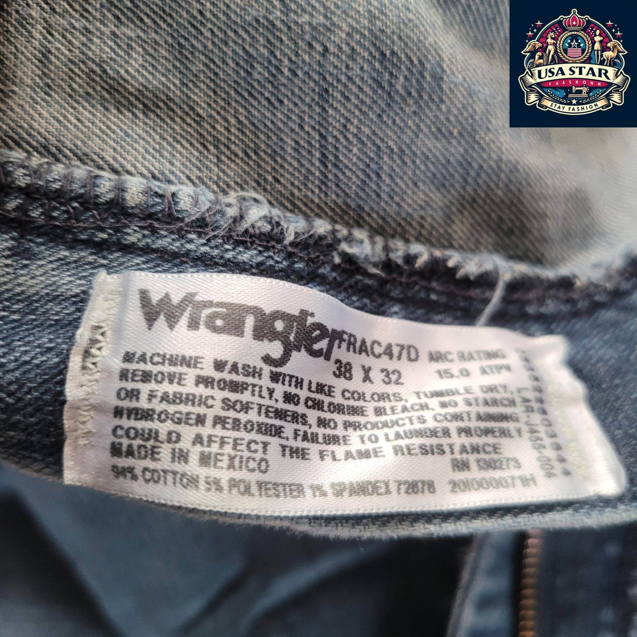 Wrangler Flame Resistant Jeans FRAC47D 38x32, Advanced Comfort, Light Blue Denim, Grade A/B - USASTARFASHION