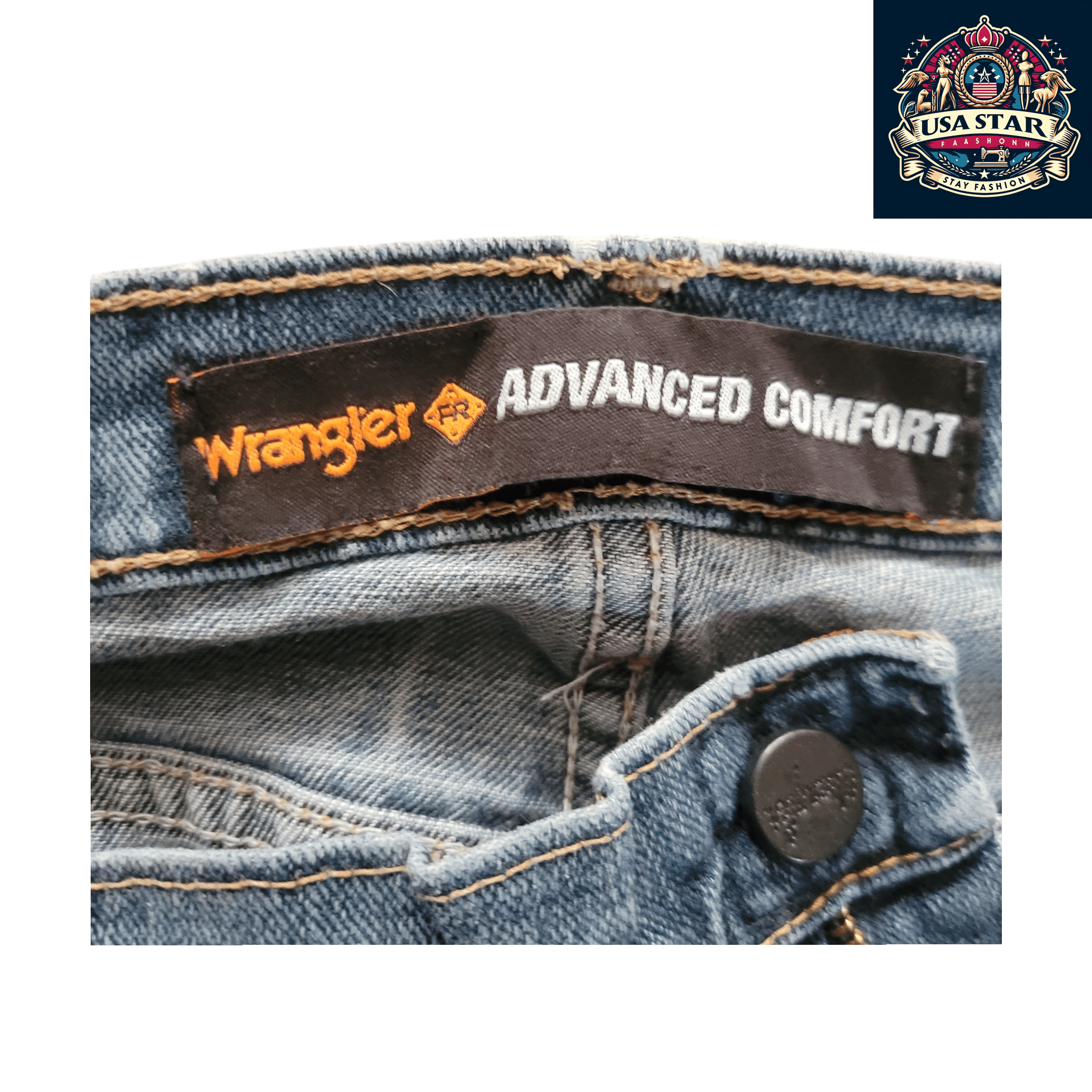 Wrangler Flame Resistant Jeans FRAC47D 38x32, Advanced Comfort, Light Blue Denim, Grade A/B - USASTARFASHION