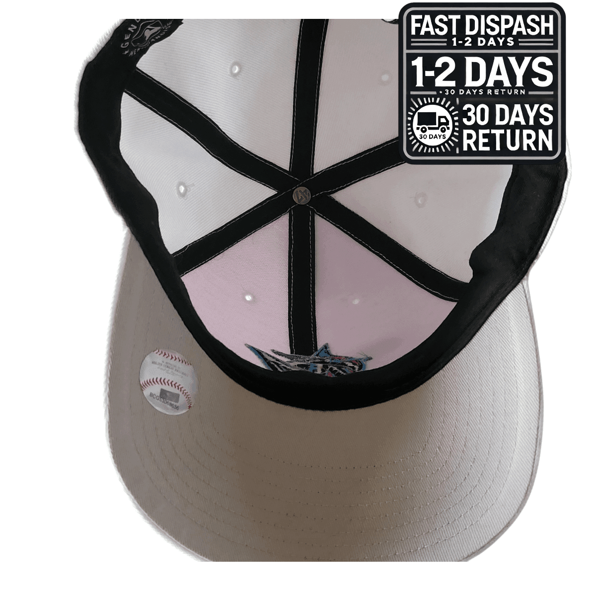 47 Brand Miami Marlins Baseball Cap - White Adjustable Style for Men - One Size Fits All MLB Gear - USASTARFASHION