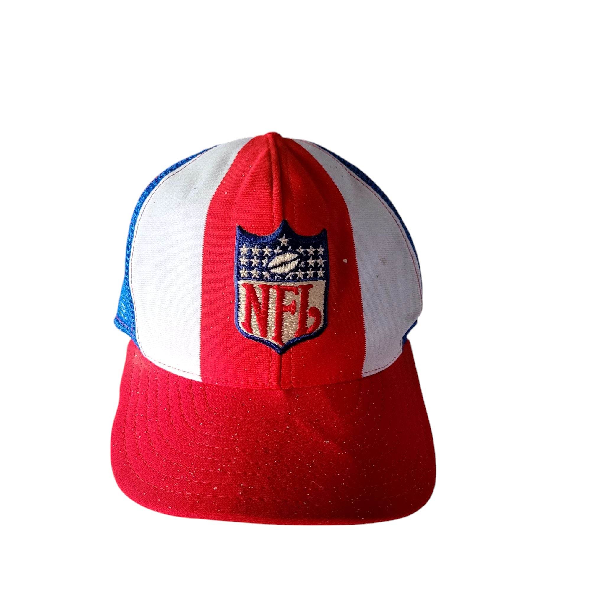 AJD NFL Vintage Trucker Hat - Red, White & Blue - Large - USASTARFASHION
