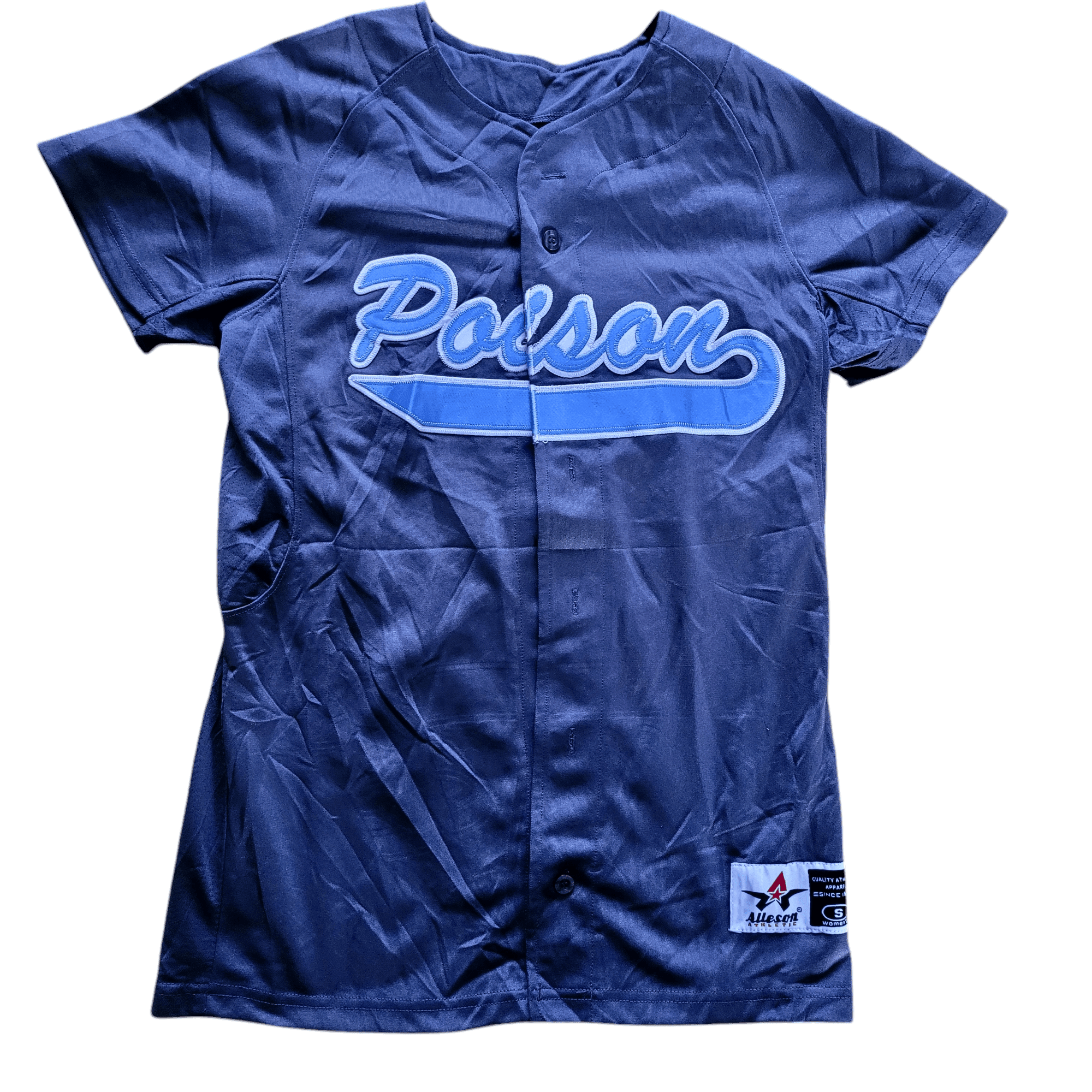 Alleson Athletic Women's Baseball Jersey Small 8 Gray with Light Blue Accents - Used Quality Apparel - USASTARFASHION