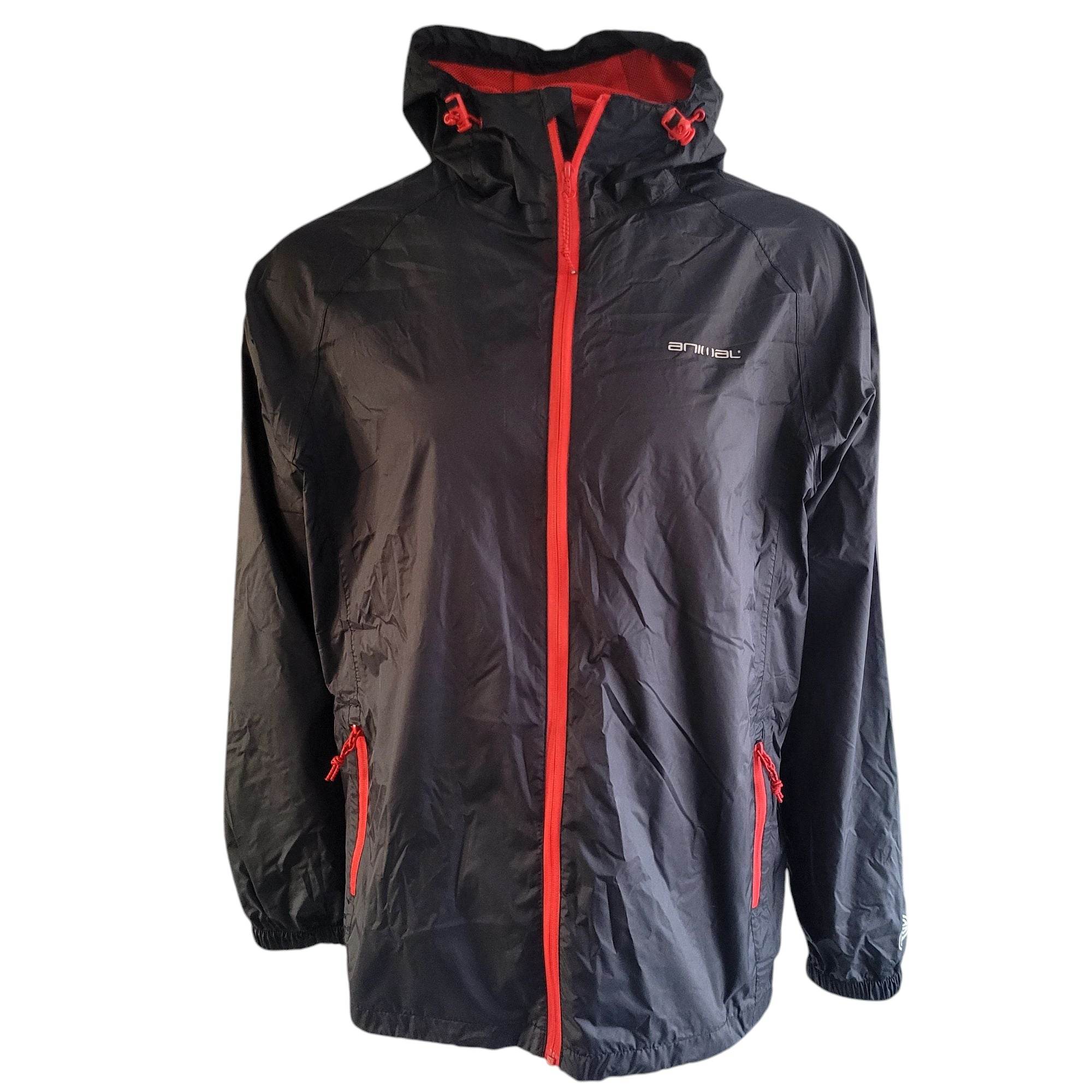 Animal Packaway Waterproof Jacket - XXL - Black/Red - USASTARFASHION