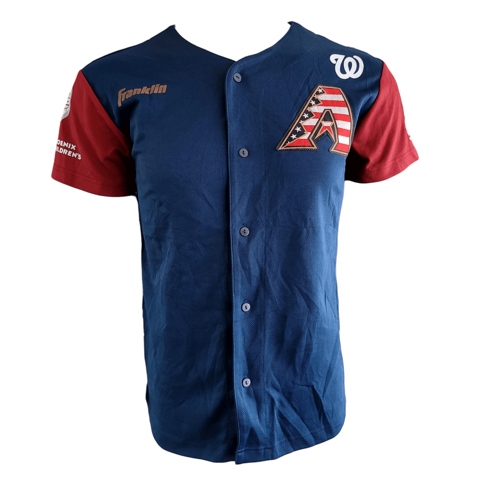 Arizona Diamondbacks Jersey - Unisex Adult Sports Jersey, Red/Blue, Size S, Tide Logo - USASTARFASHION