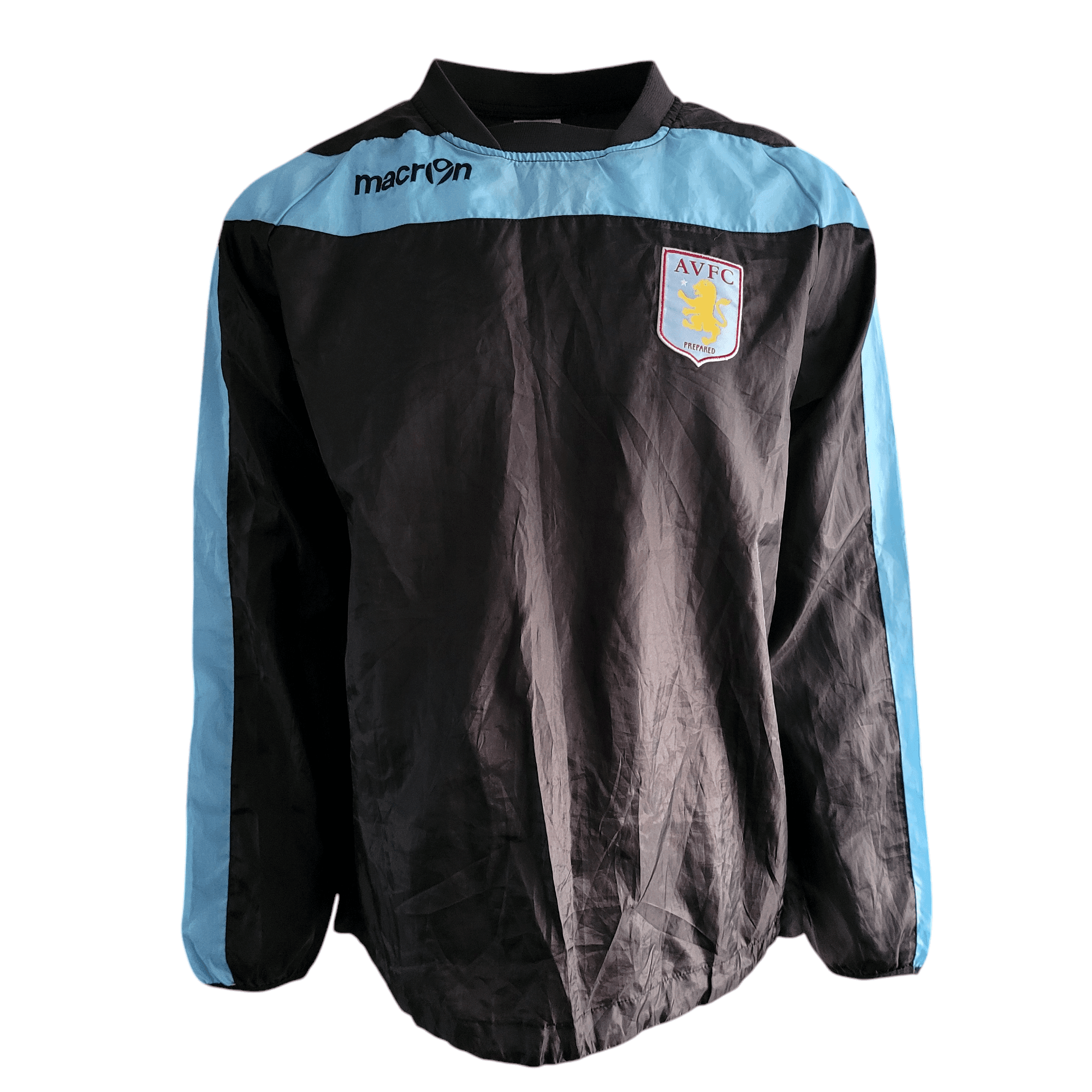 Aston Villa Windbreaker Jacket by Macron XL Black & Sky Blue Pullover, Pre - Owned with Minor Wear - USASTARFASHION