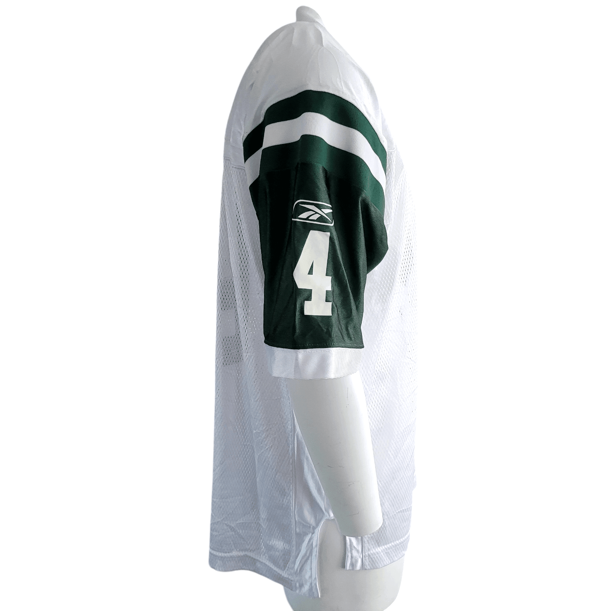Brett Favre New York Jets 4 Jersey Reebok Men’s Large L NFL Authentic White Green Excellent Condition - USASTARFASHION