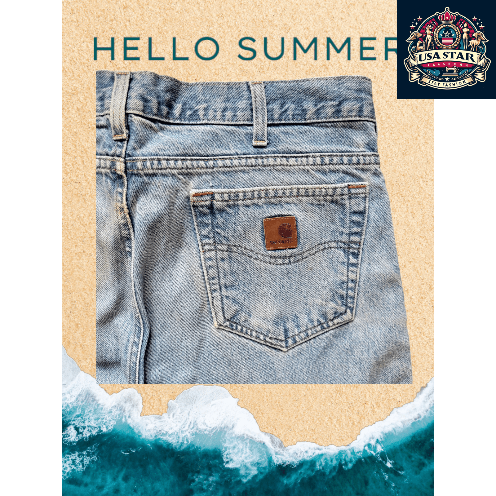 Carhartt Men's Jorts W34 - Durable 100% Cotton Denim Shorts with Pockets for Work & Play - USASTARFASHION