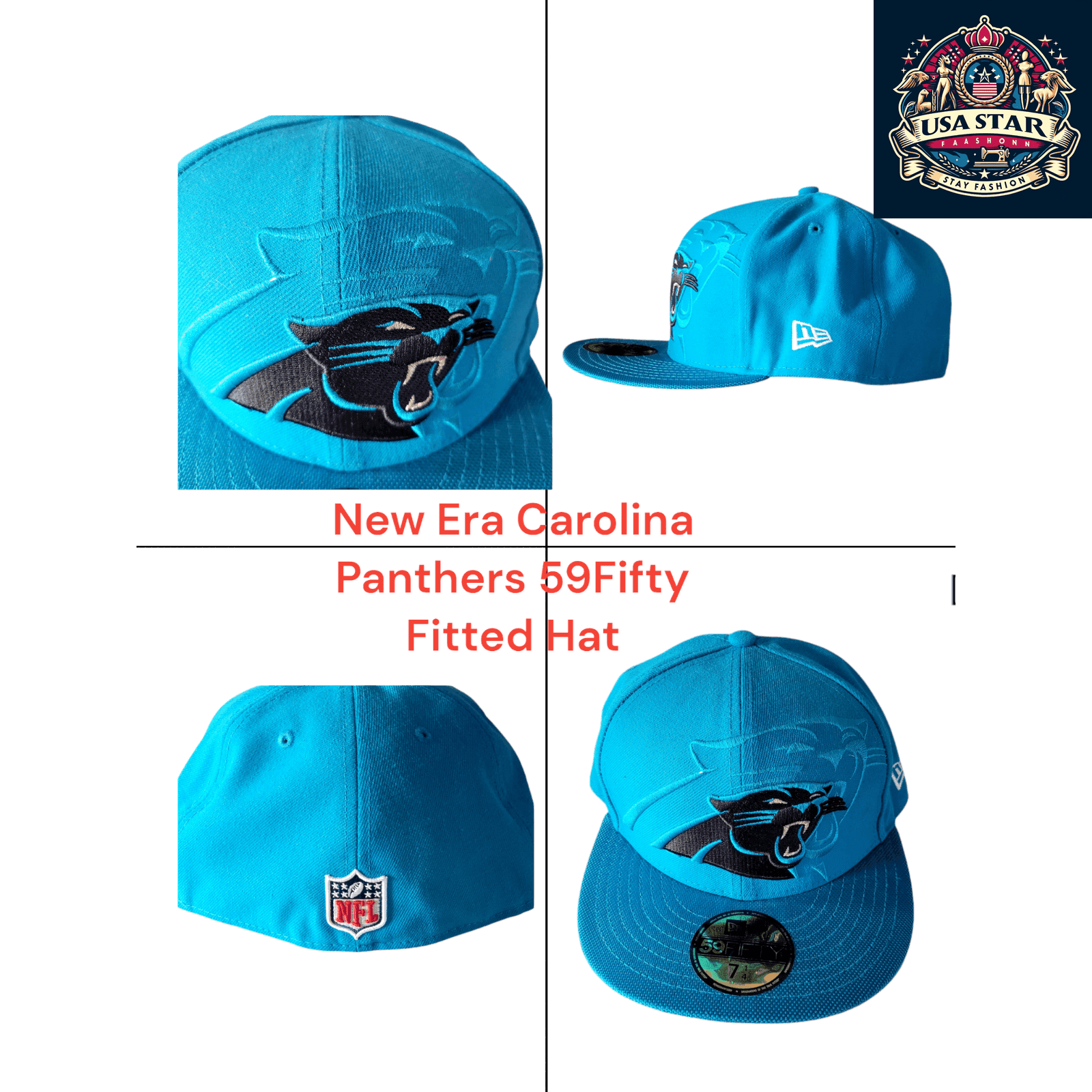 Carolina Panthers Fitted Hat Size 7 1/4 - New Era 59Fifty Cap with Durable Fabric and Comfort - USASTARFASHION