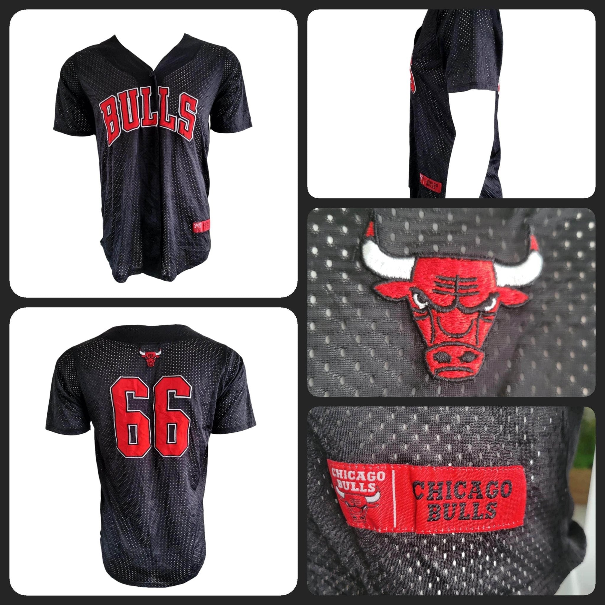 Chicago Bulls Jersey 66, Medium, Black Mesh, Used, Authentic NBA Fan Apparel - USASTARFASHION