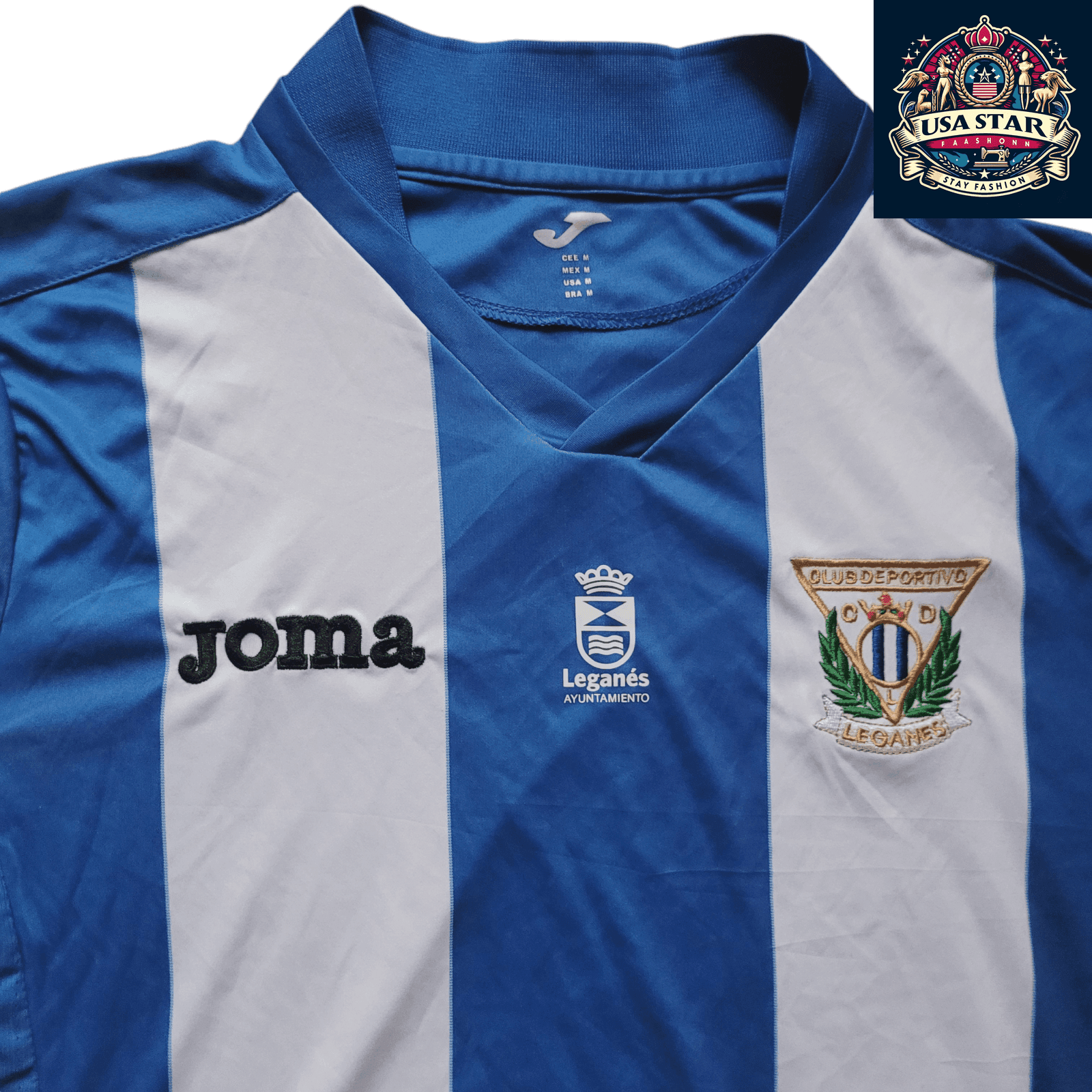 Club Deportivo Leganés Jersey - Joma Home, Moisture - Wicking, Breathable, Medium Size - USASTARFASHION