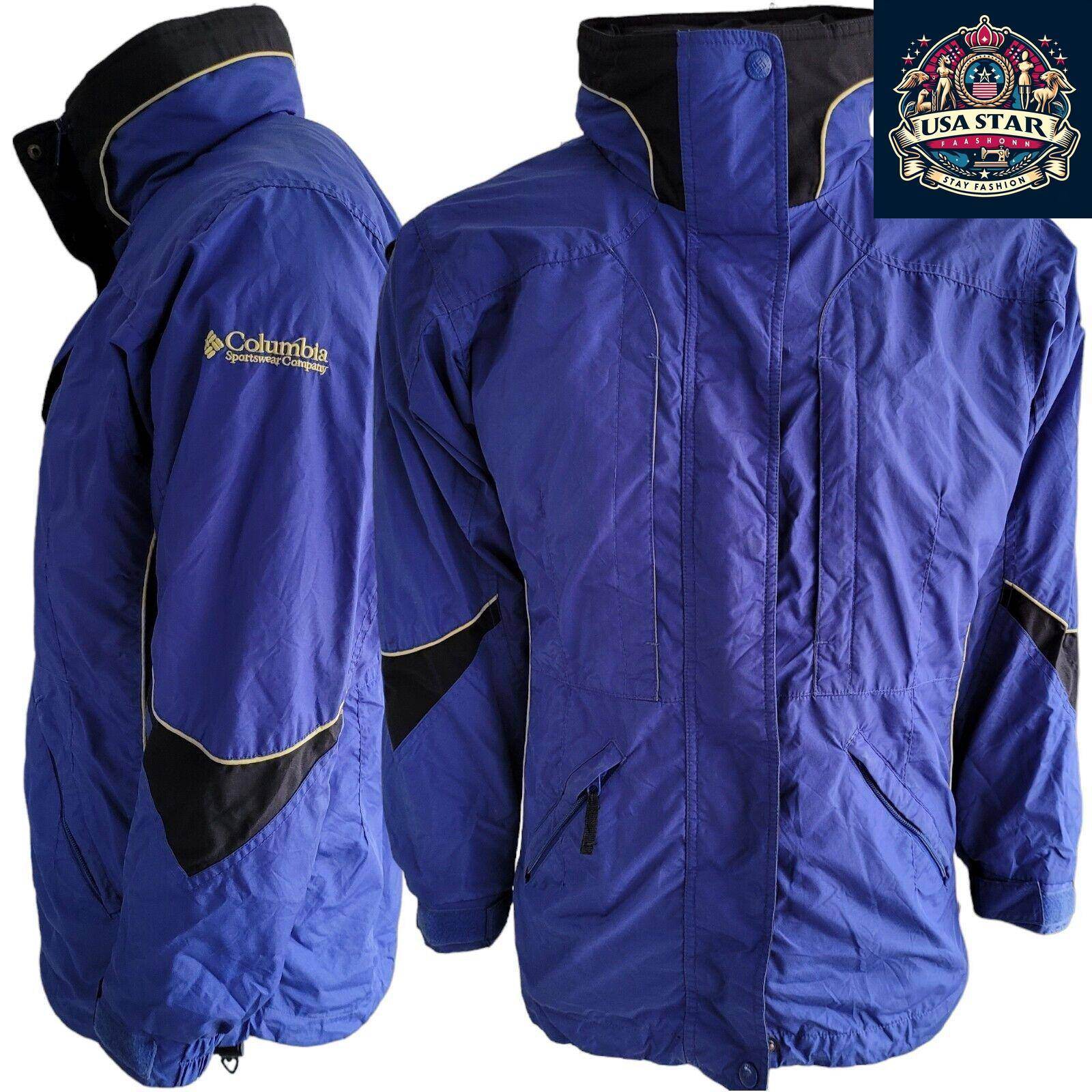 Columbia Blue Women's Jacket Size S - Durable Nylon Raincoat for Casual and Outdoor Use - USASTARFASHION