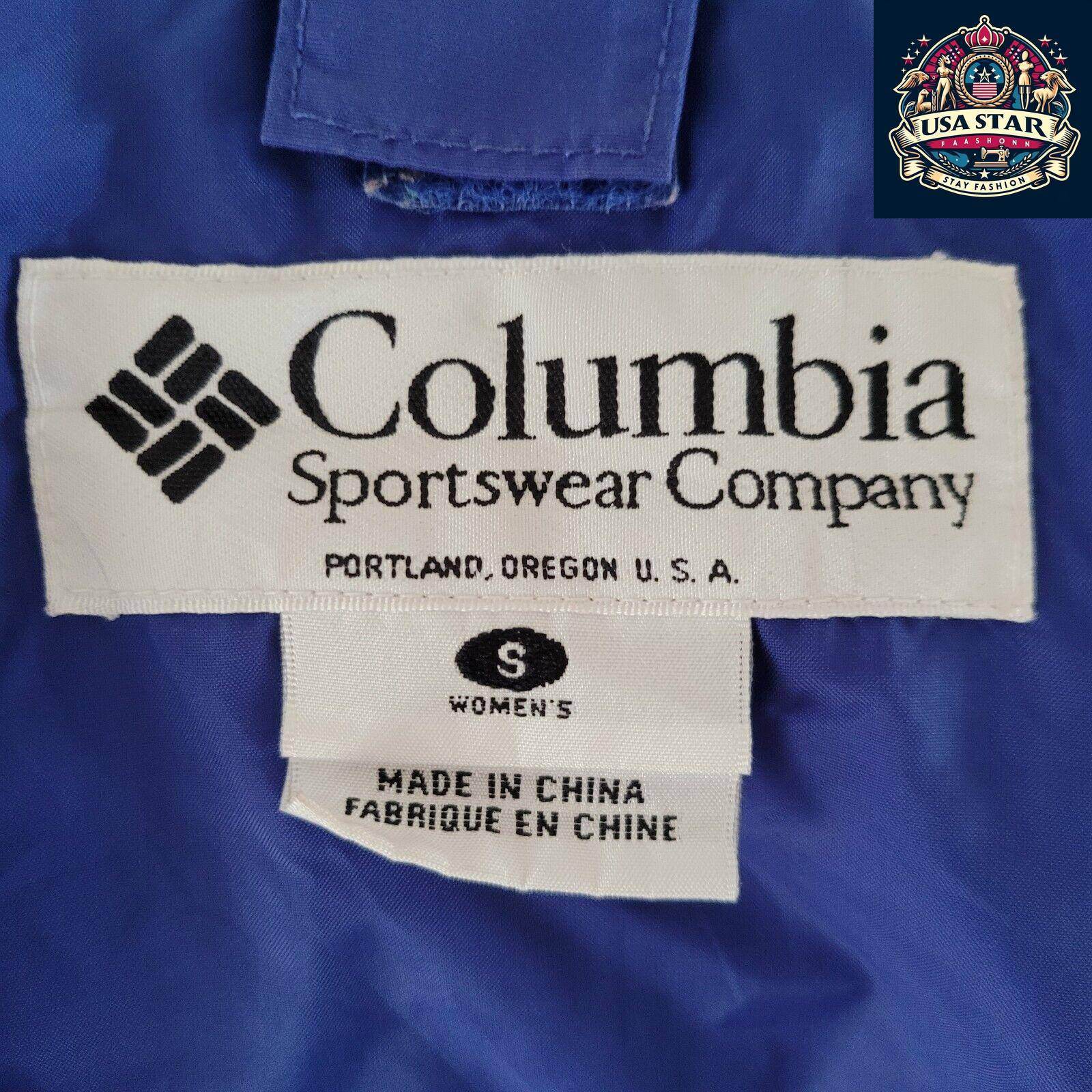 Columbia Blue Women's Jacket Size S - Durable Nylon Raincoat for Casual and Outdoor Use - USASTARFASHION