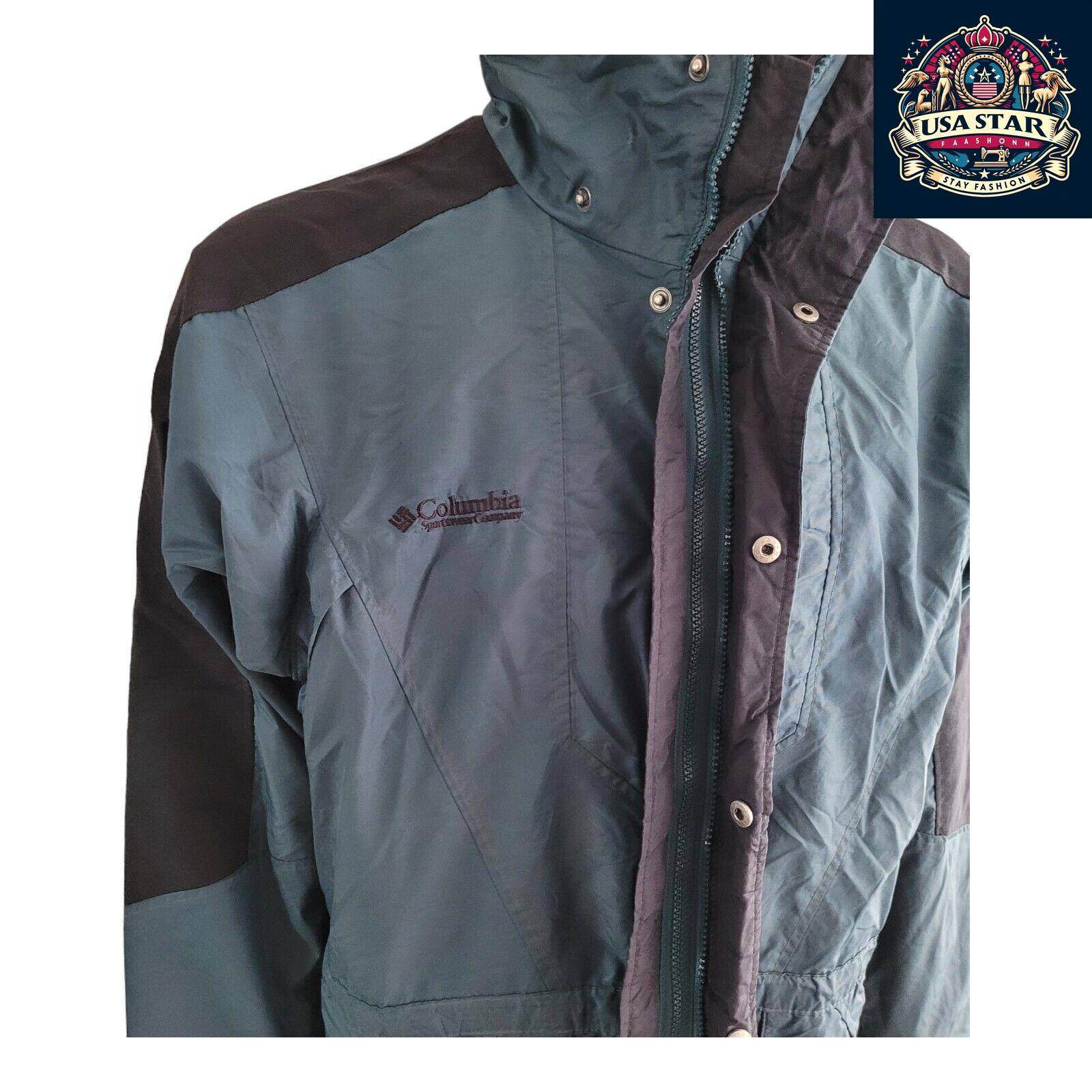 Columbia Raincoat Double Whammy Men's Size M, Dark Green, Water - Resistant Nylon, Stylish Fit - USASTARFASHION