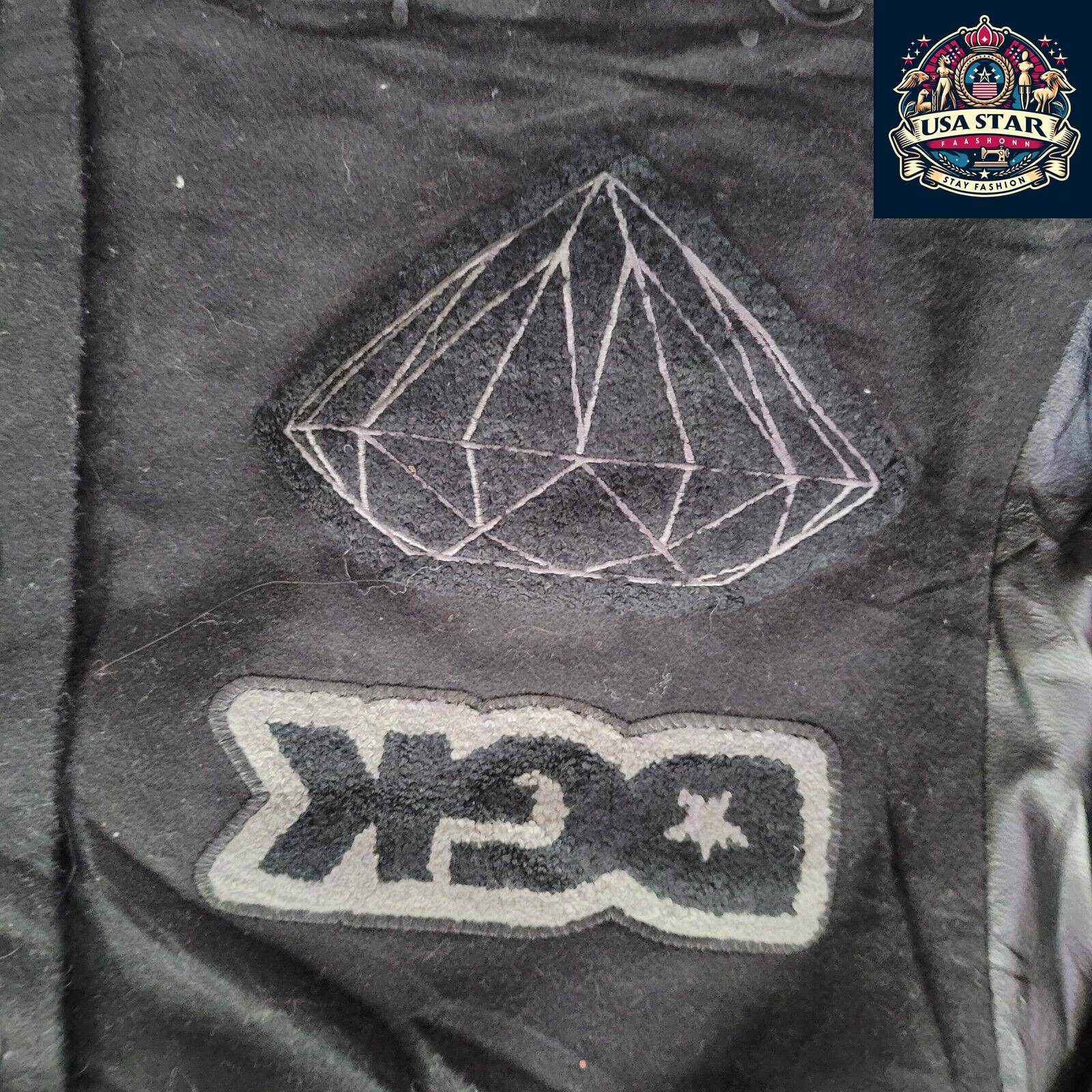 DGK Diamond X Supply Co Dirty Ghetto Kids Jacket Mens XL Black Leather Wool Varsity - USASTARFASHION