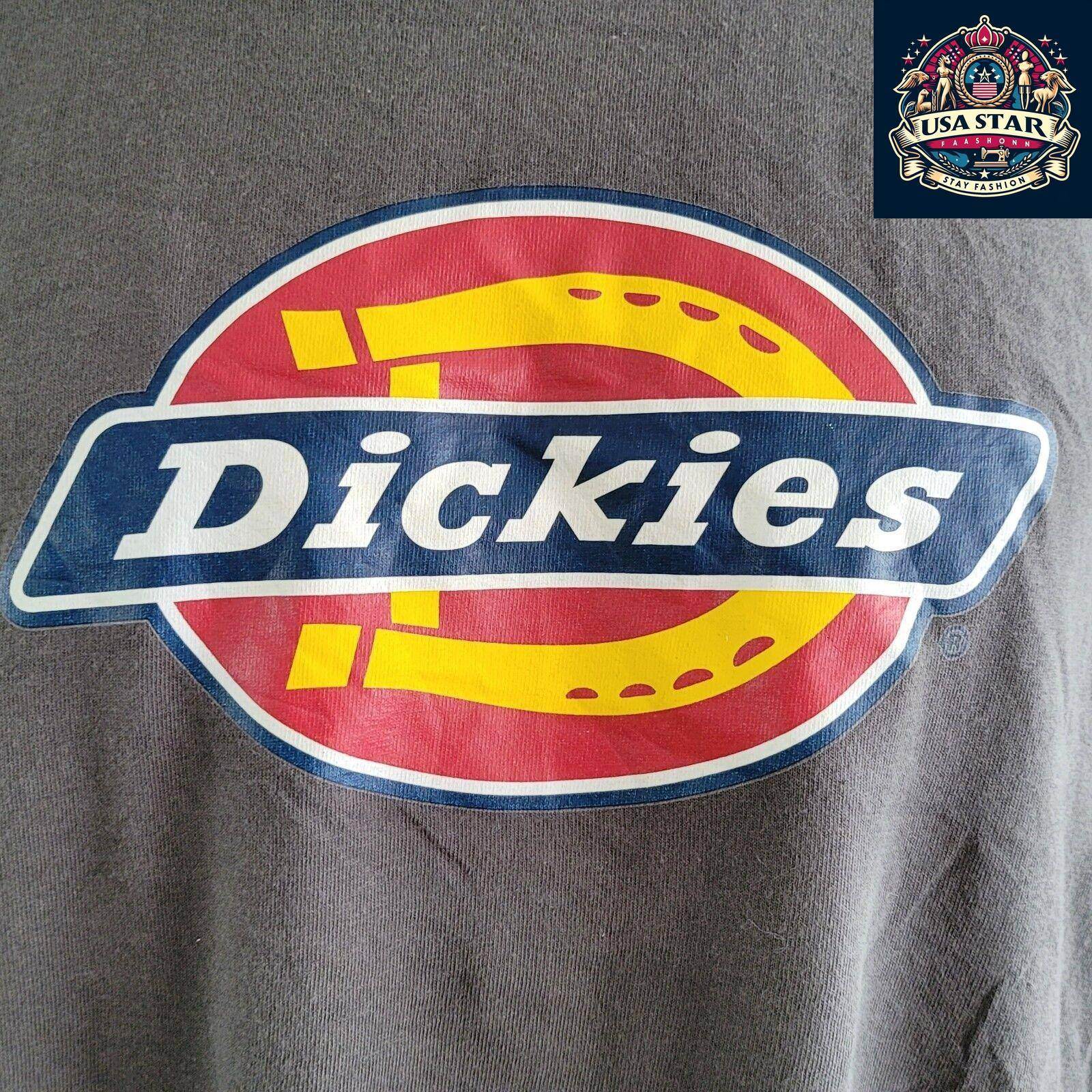 Dickies Gray Long Sleeve T-Shirt for Men, 2XL, 100% Cotton, Comfortable Crew Neck Design - USASTARFASHION