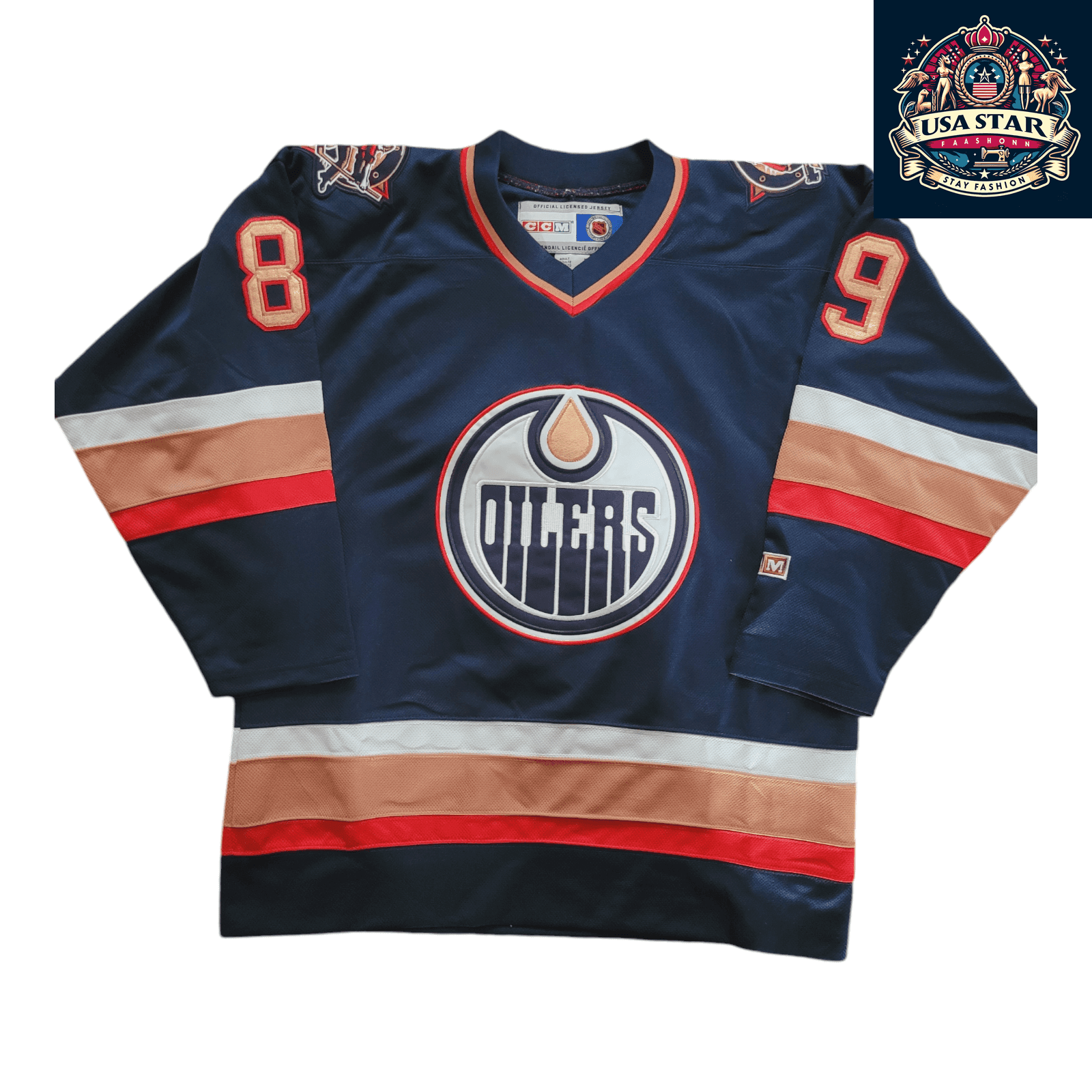 Edmonton Oilers Jersey Mike Comrie CCM 89 Adult Medium Lightweight Air - Knit Fabric - USASTARFASHION