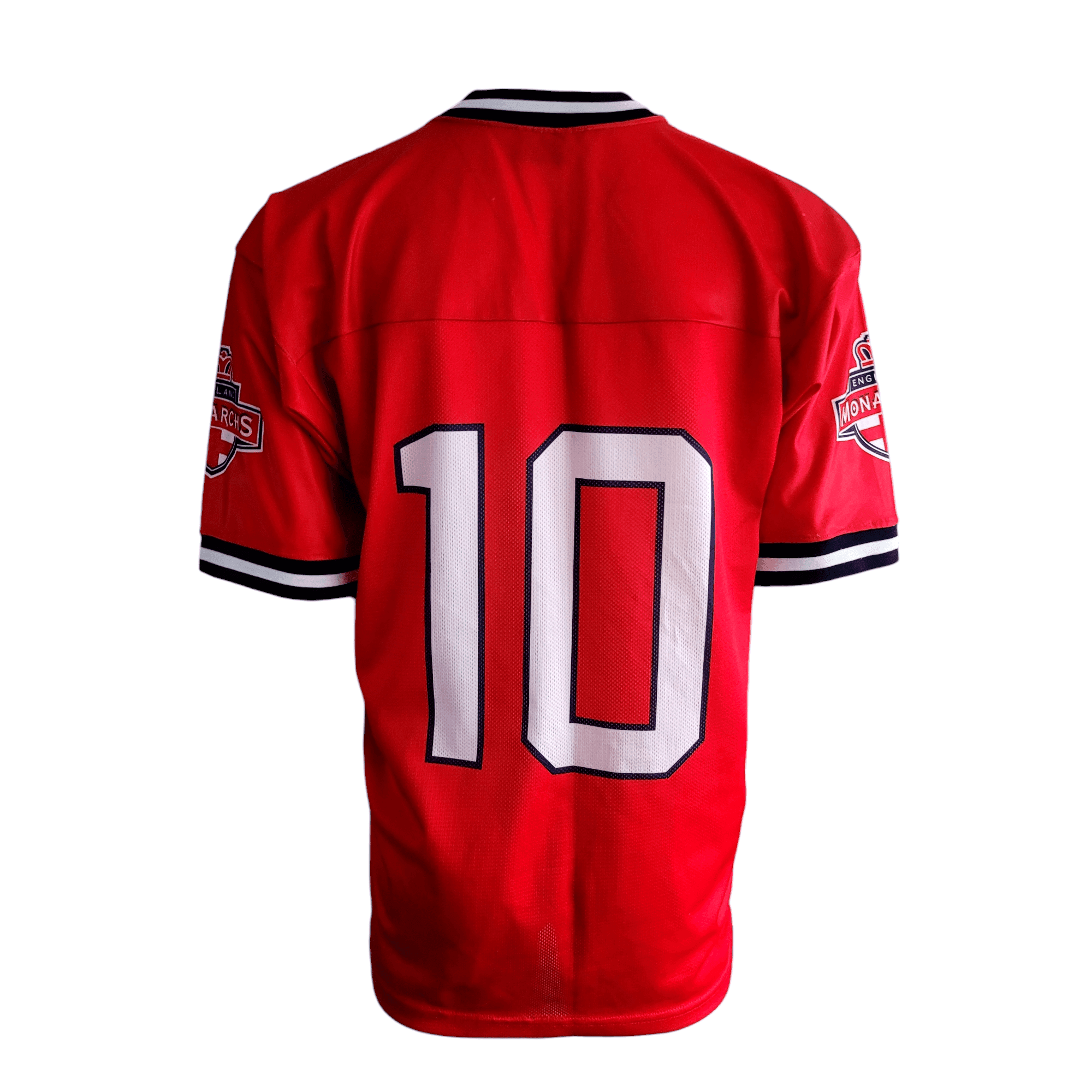 England Monarchs Jersey 10 - Authentic Red Champion Football Shirt with Sleeve Patch - USASTARFASHION