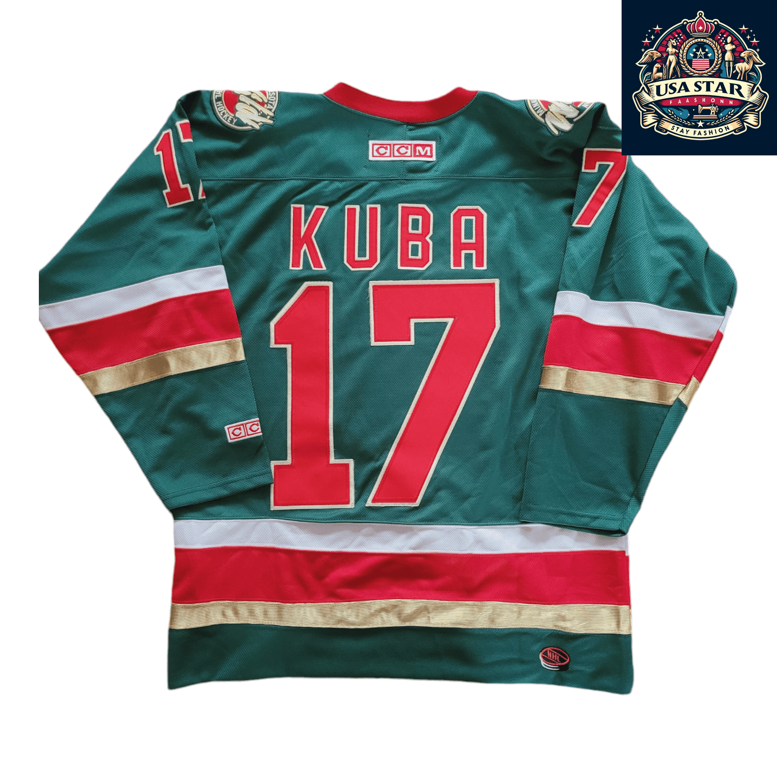 Filip Kuba Minnesota Wild 17 Adult Medium CCM NHL Authentic Air - Knit Jersey - USASTARFASHION