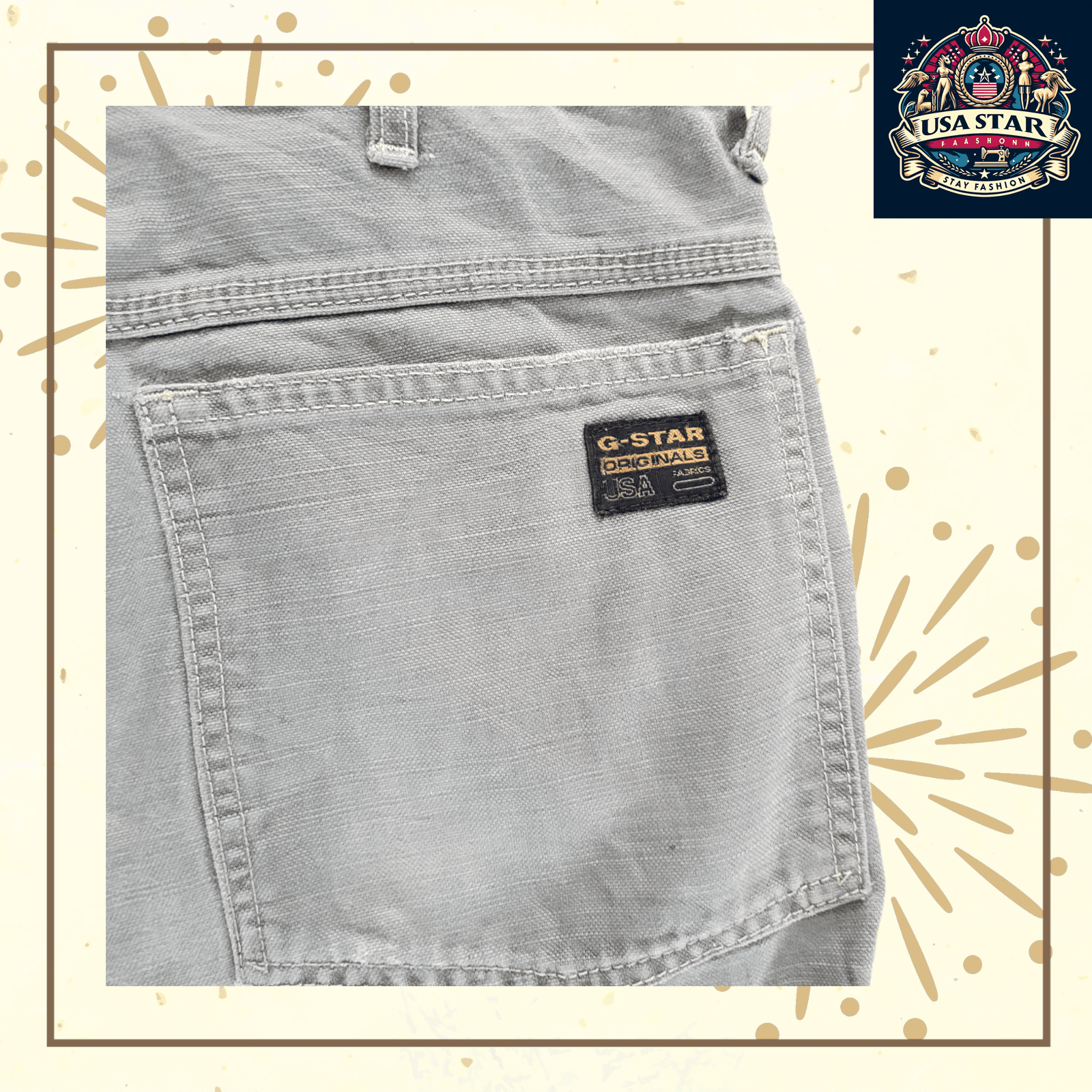 G - Star Gray Shorts W32 with Elastic Waistband, Multiple Pockets, and Comfortable Cotton Fabric - USASTARFASHION