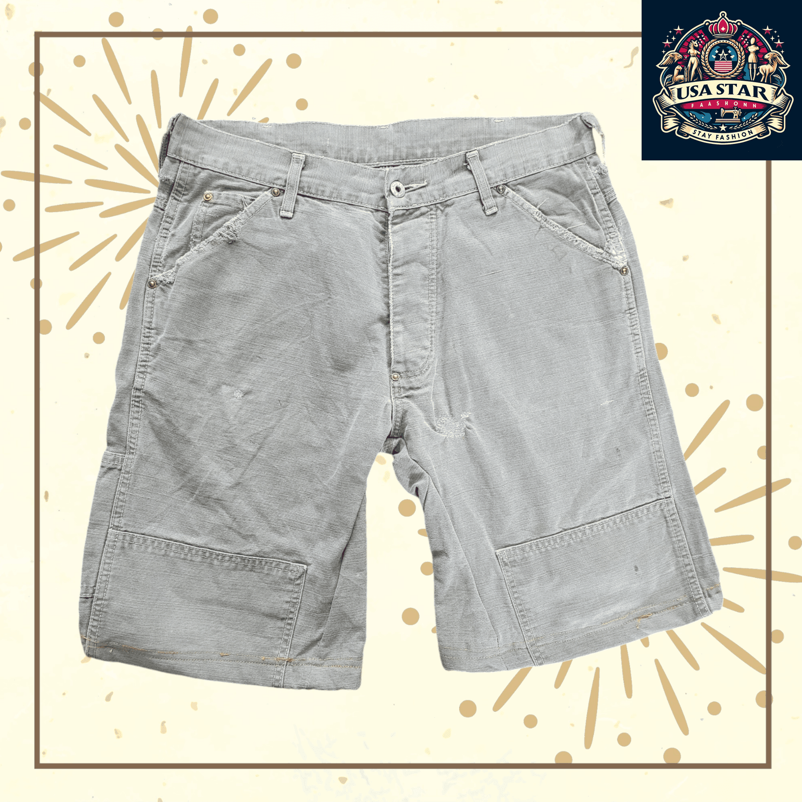 G - Star Gray Shorts W32 with Elastic Waistband, Multiple Pockets, and Comfortable Cotton Fabric - USASTARFASHION