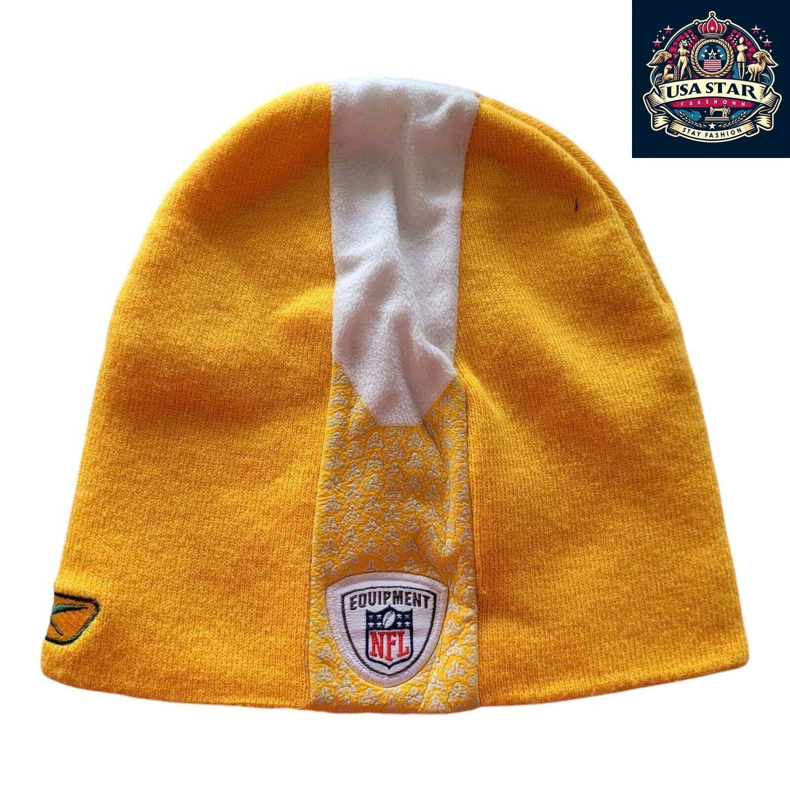 Green Bay Packers Beanie by Reebok - Yellow & White Stripes, Warm Fabric, Official NFL Gear - USASTARFASHION