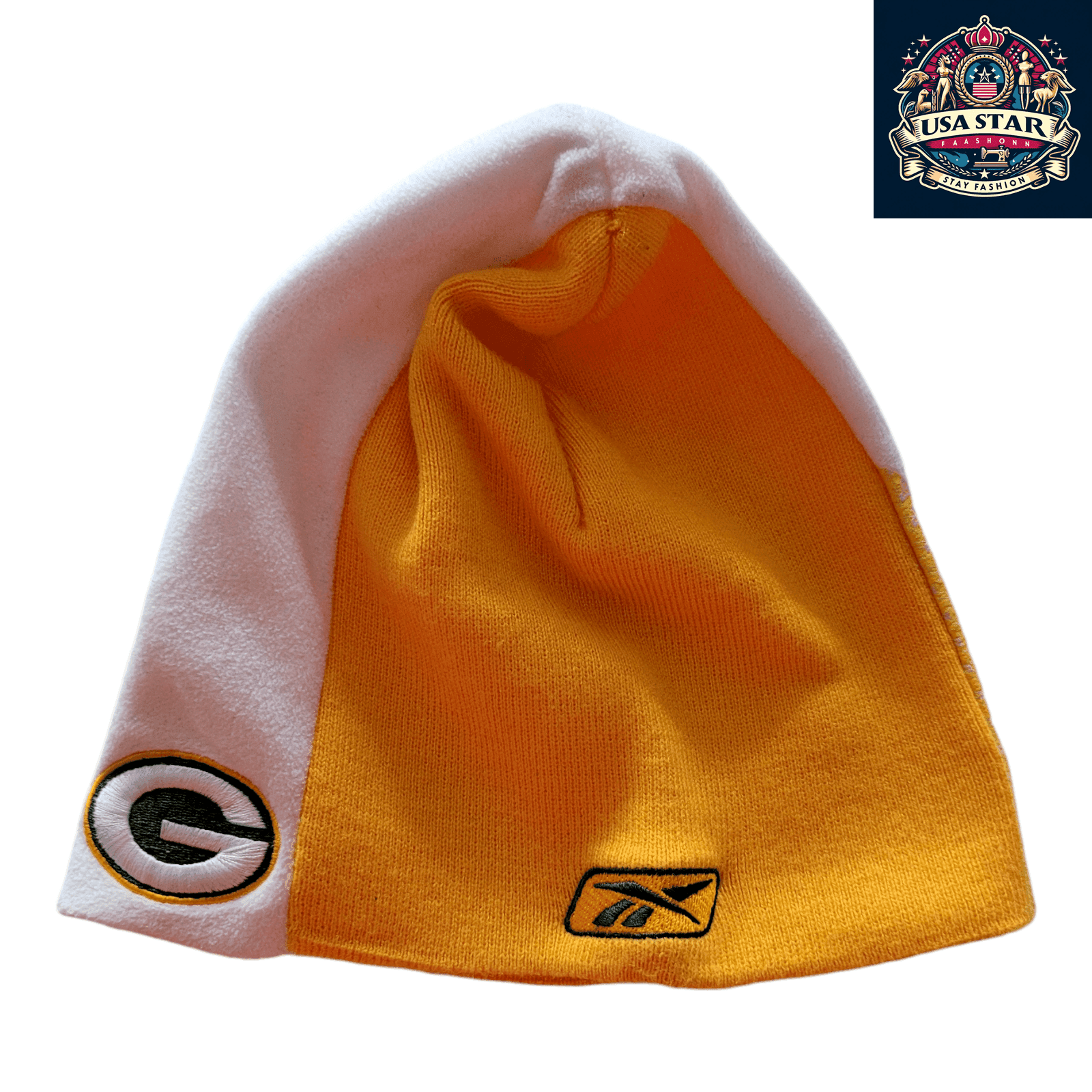 Green Bay Packers Beanie by Reebok - Yellow & White Stripes, Warm Fabric, Official NFL Gear - USASTARFASHION