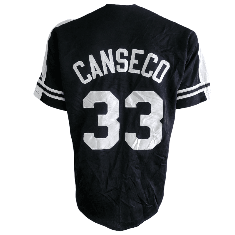 Jose Canseco 33 Starter Jersey - XL Classic Black with Rays Patch, Retro Style, Grade A Condition - USASTARFASHION