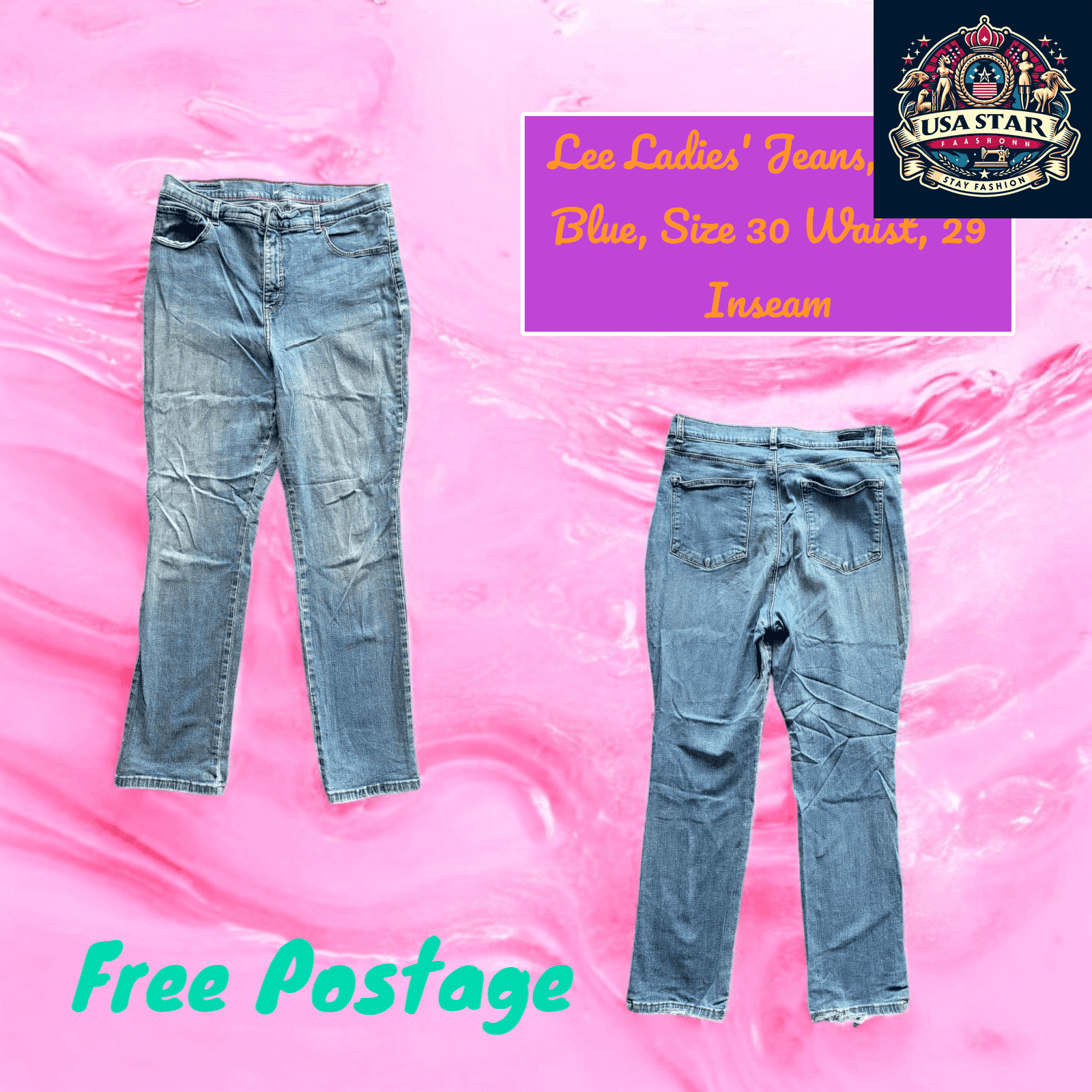 Ladies Light Blue Jeans, Size 30 Waist, 29 Inseam, Soft Stretch Fabric for All-Day Comfort - USASTARFASHION